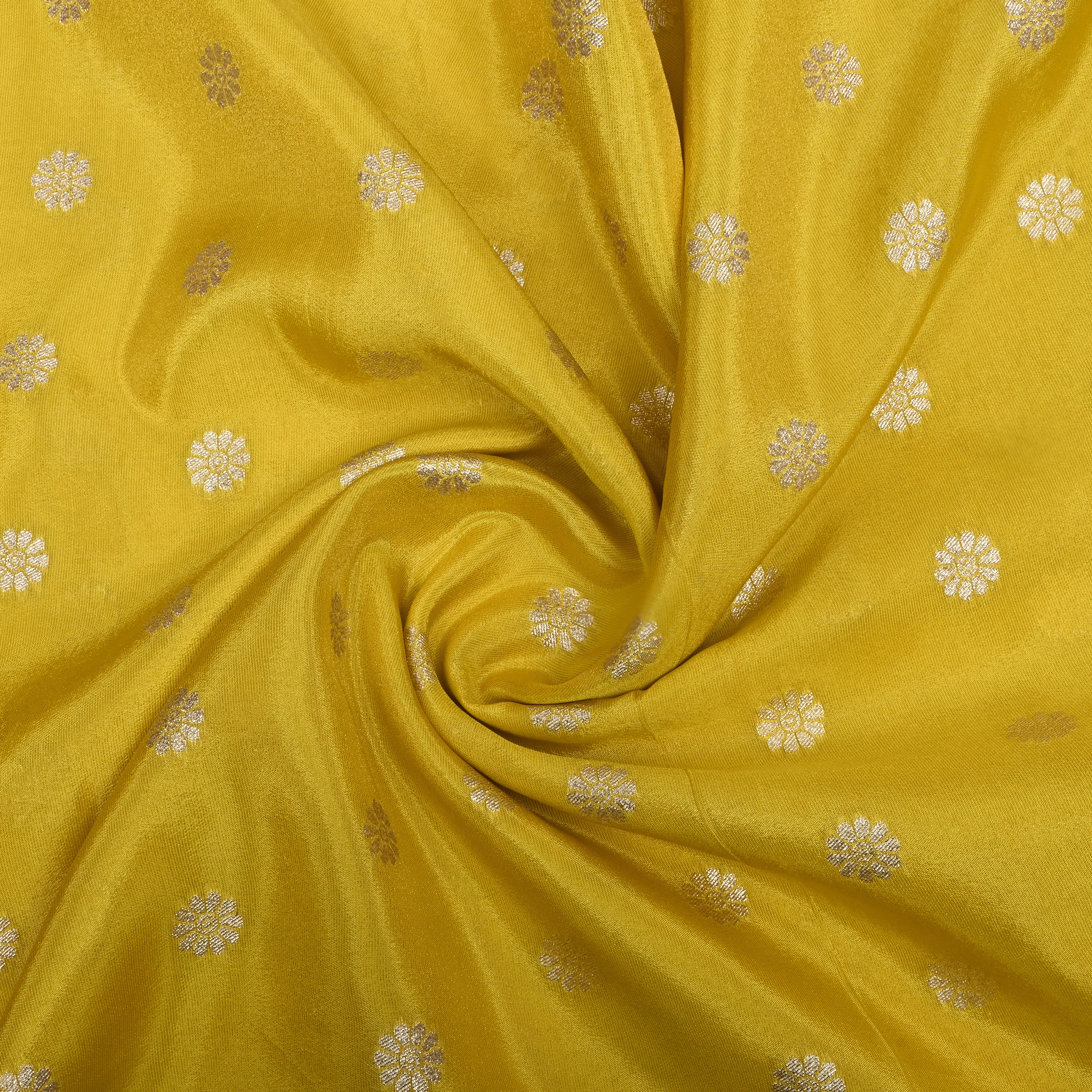 Lime Yellow Zari Woven Tissue Fabric