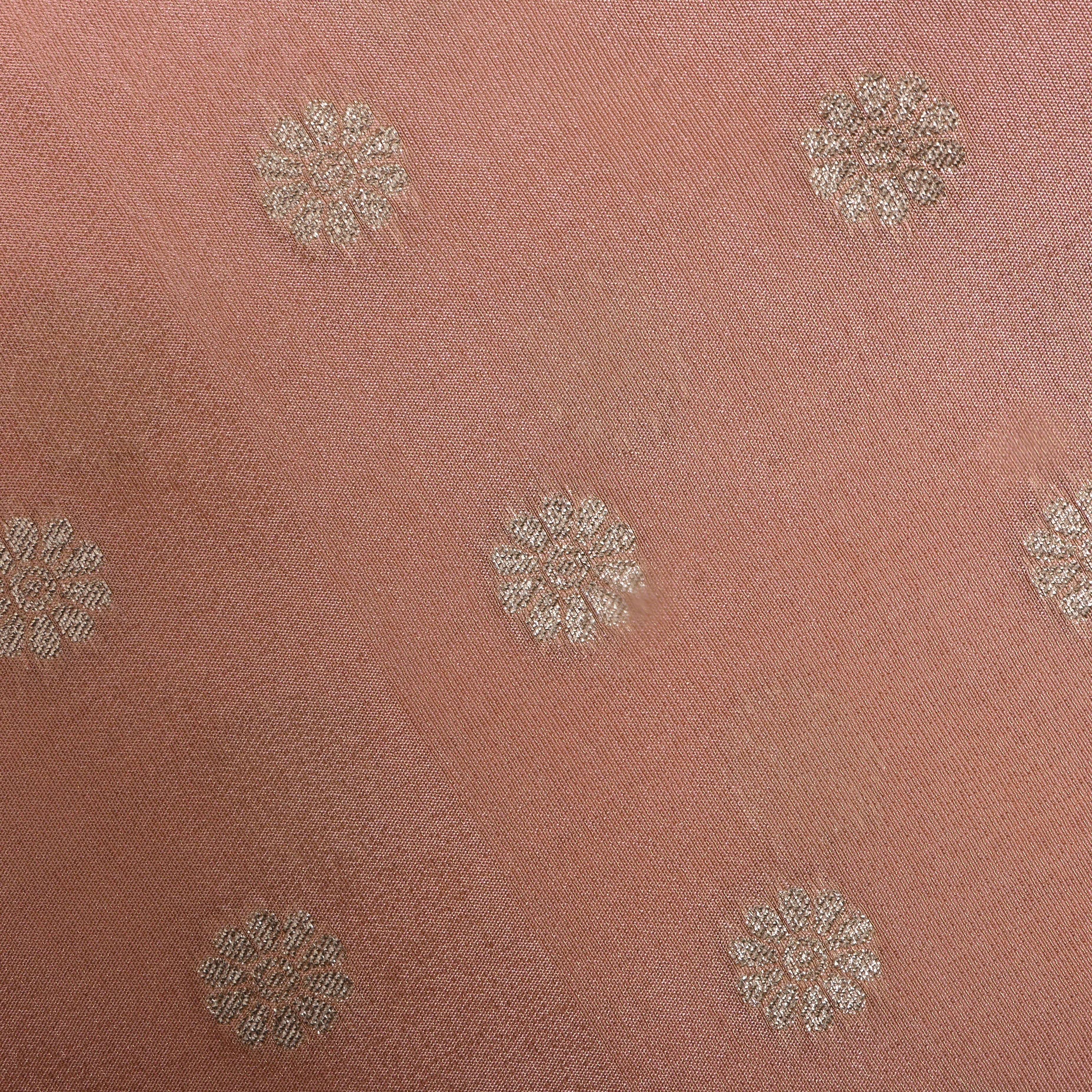 Peach Pink Zari Woven Silk Fabric