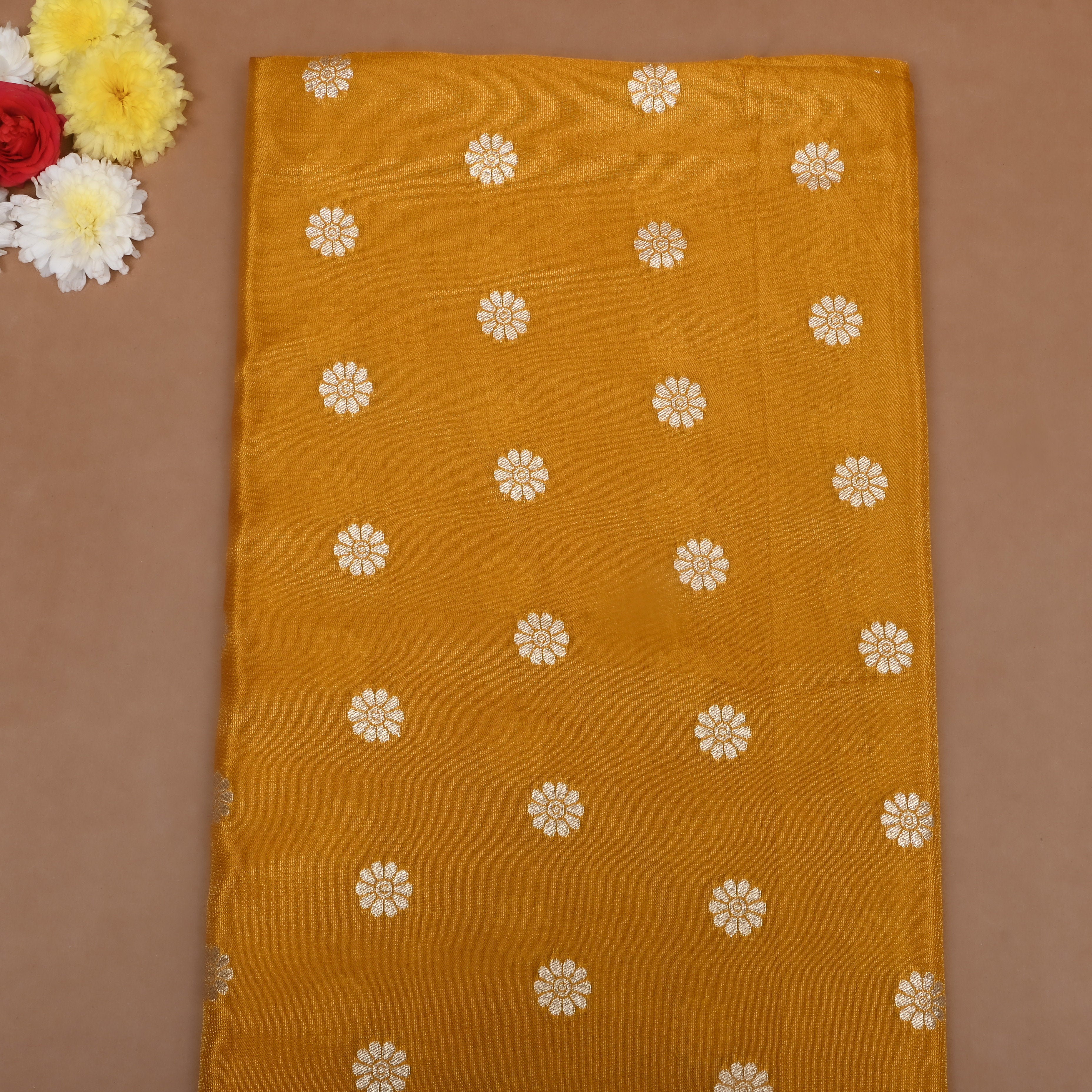 Mustard Yellow Zari Woven Silk