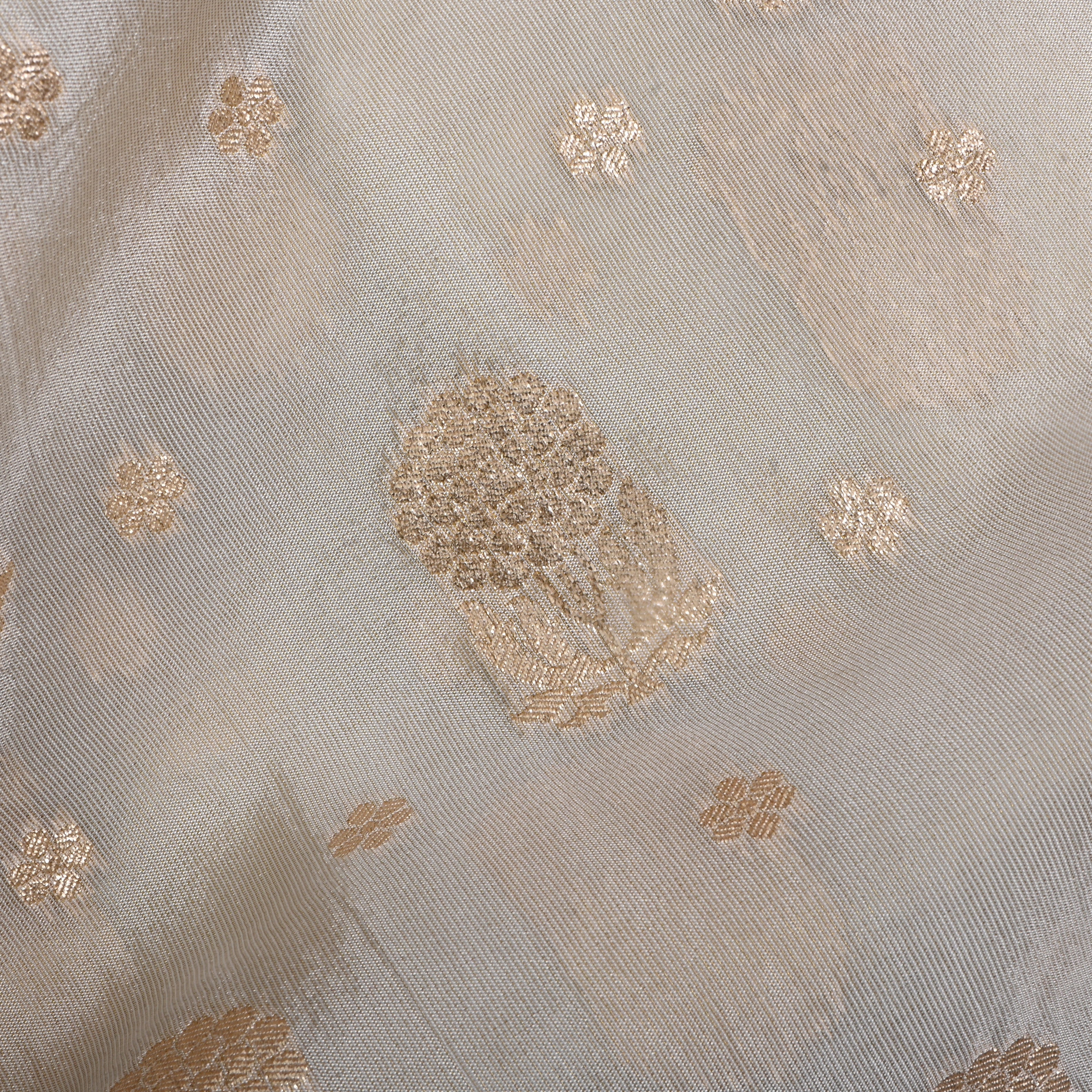 Silver Floral Jamawar Tissue Fabric