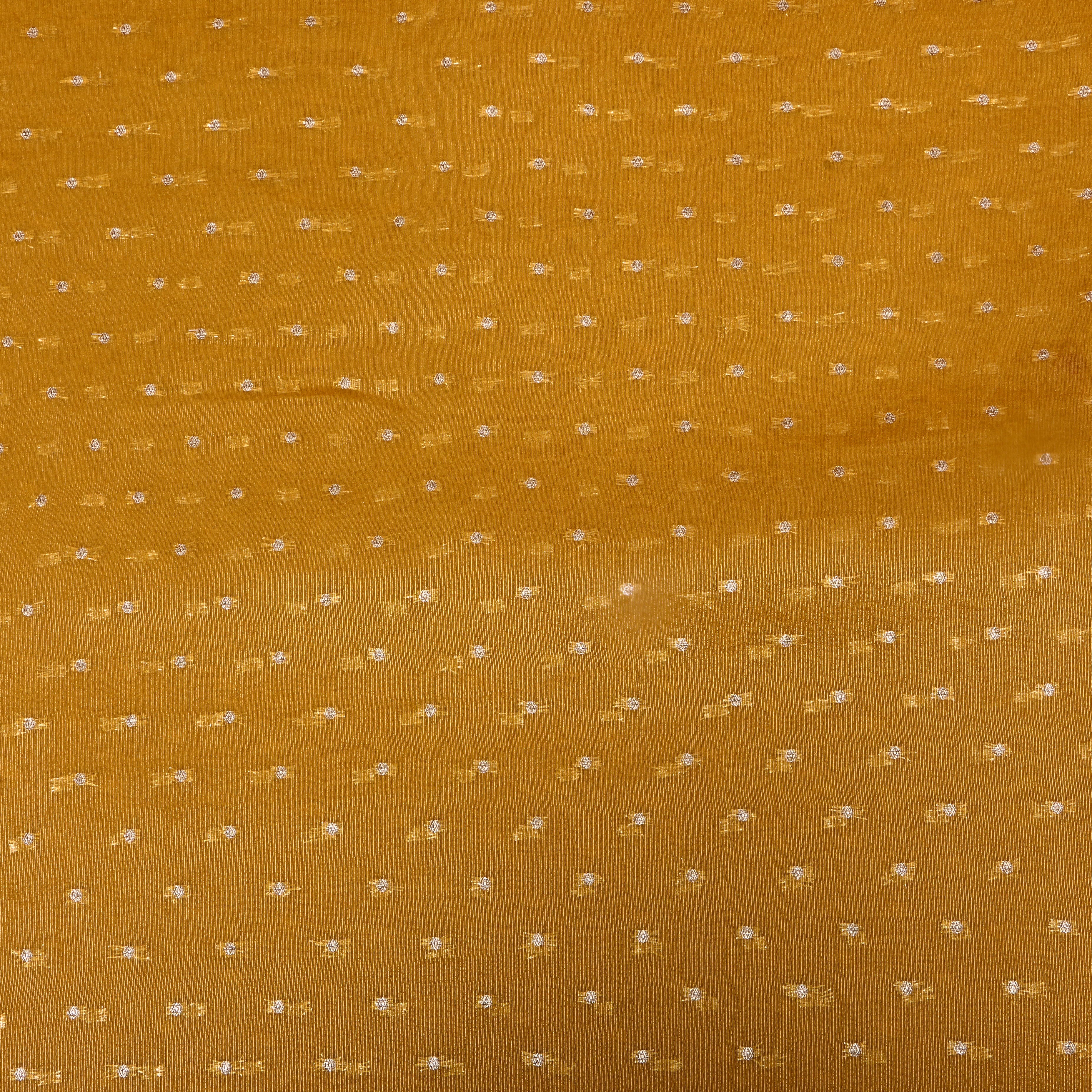 Bright Yellow Zari Buttis Tissue Fabric