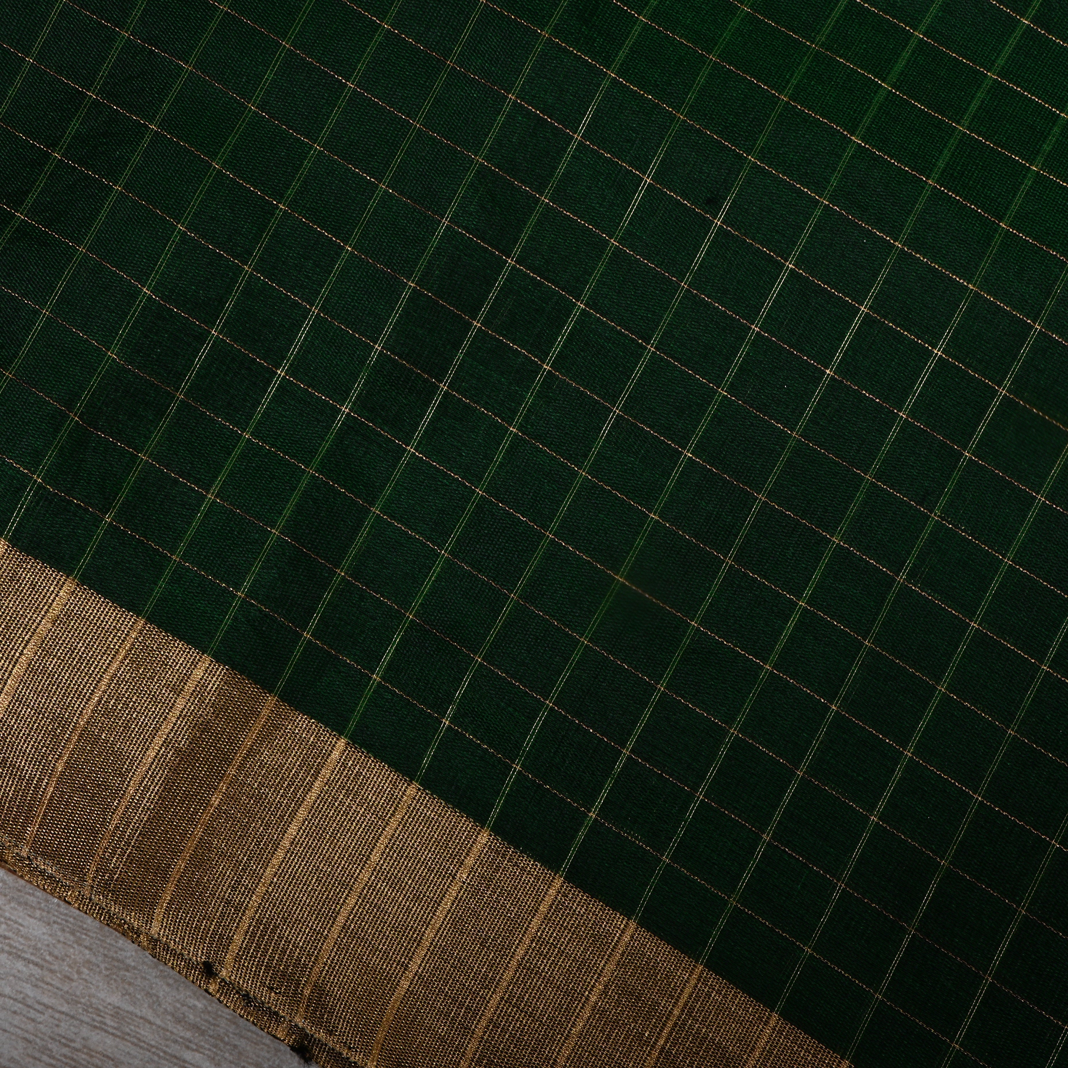 Dark Bottle Green Jamawar Silk Fabric