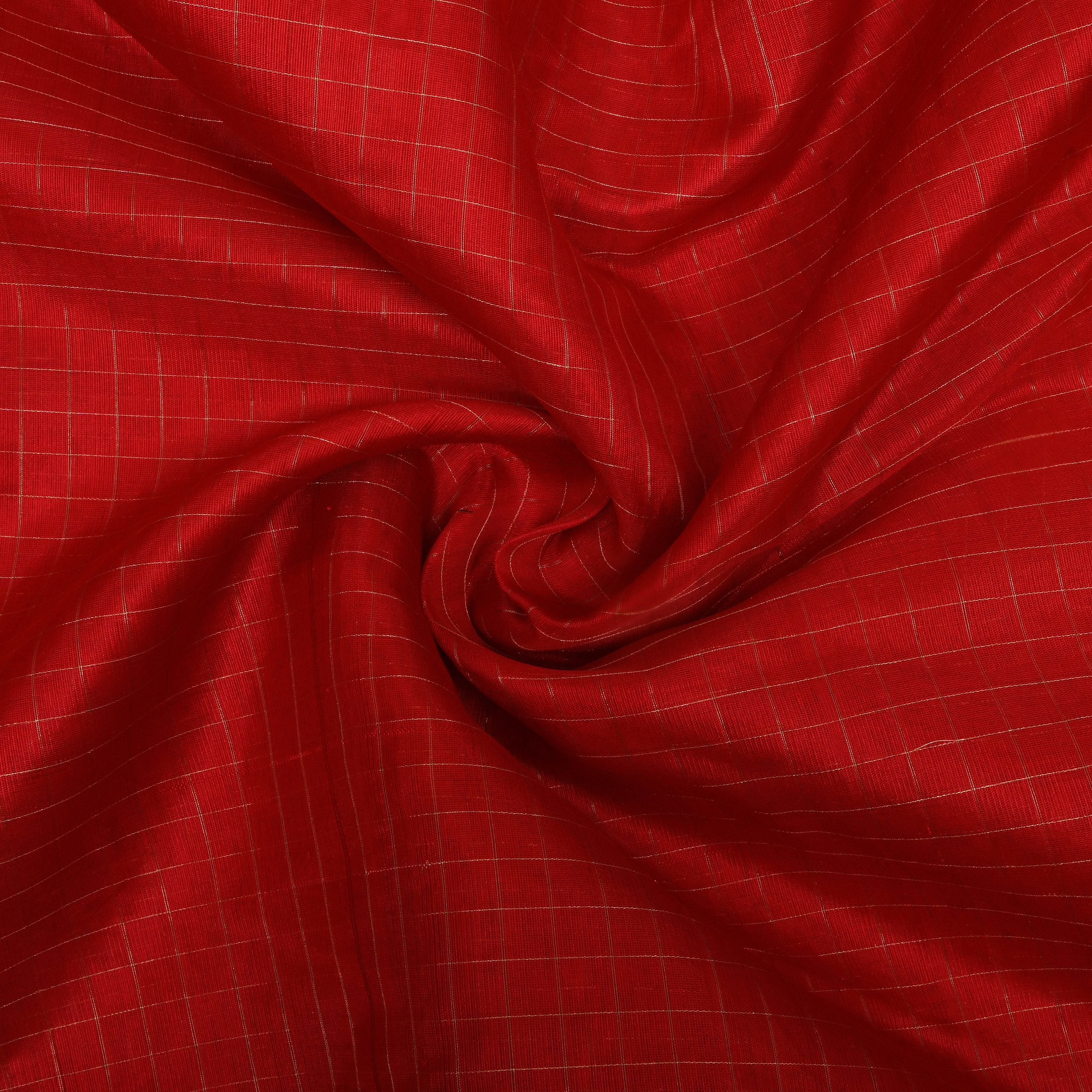Scarlet Red Jamawar Silk Fabric