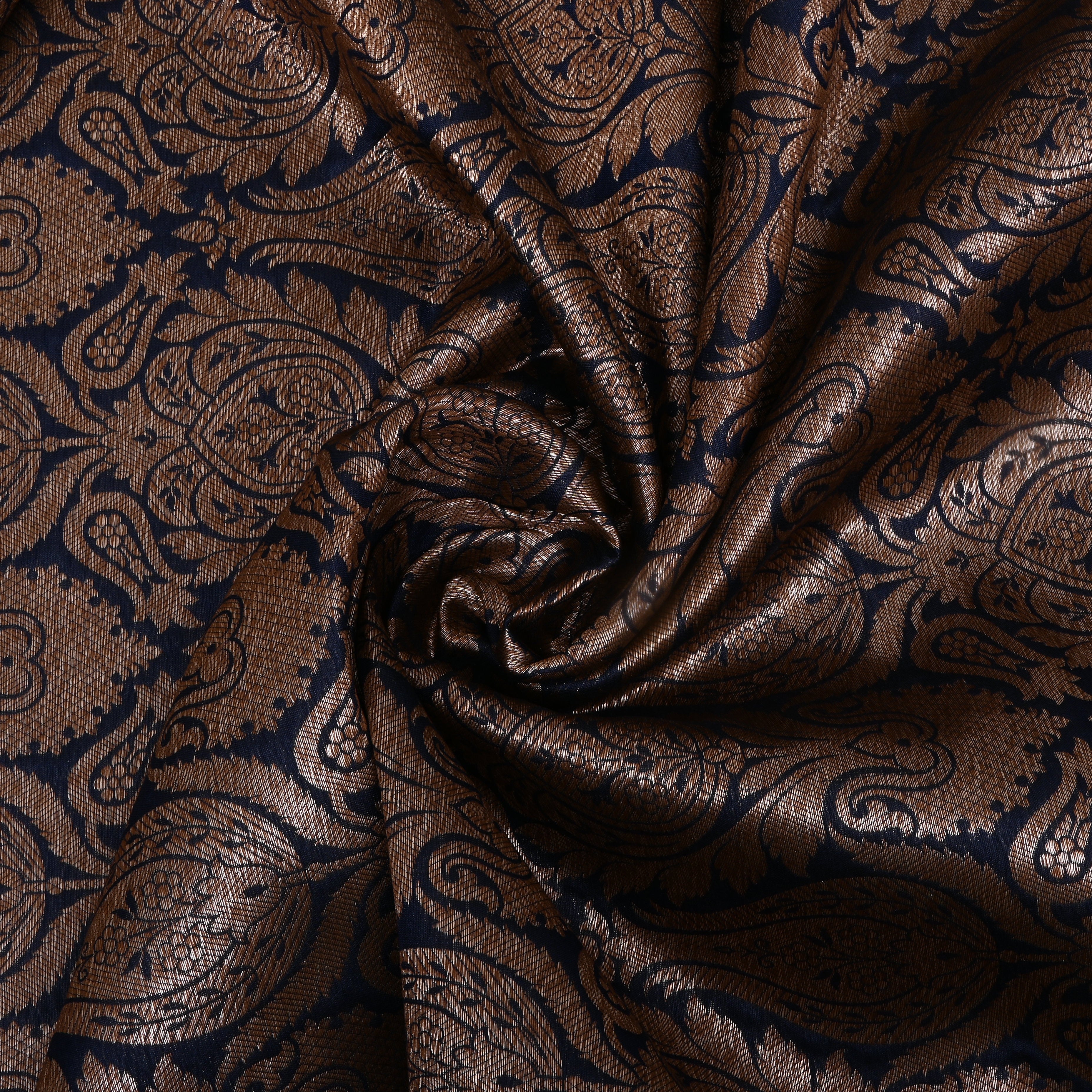 Space Blue Jamawar Silk Fabric