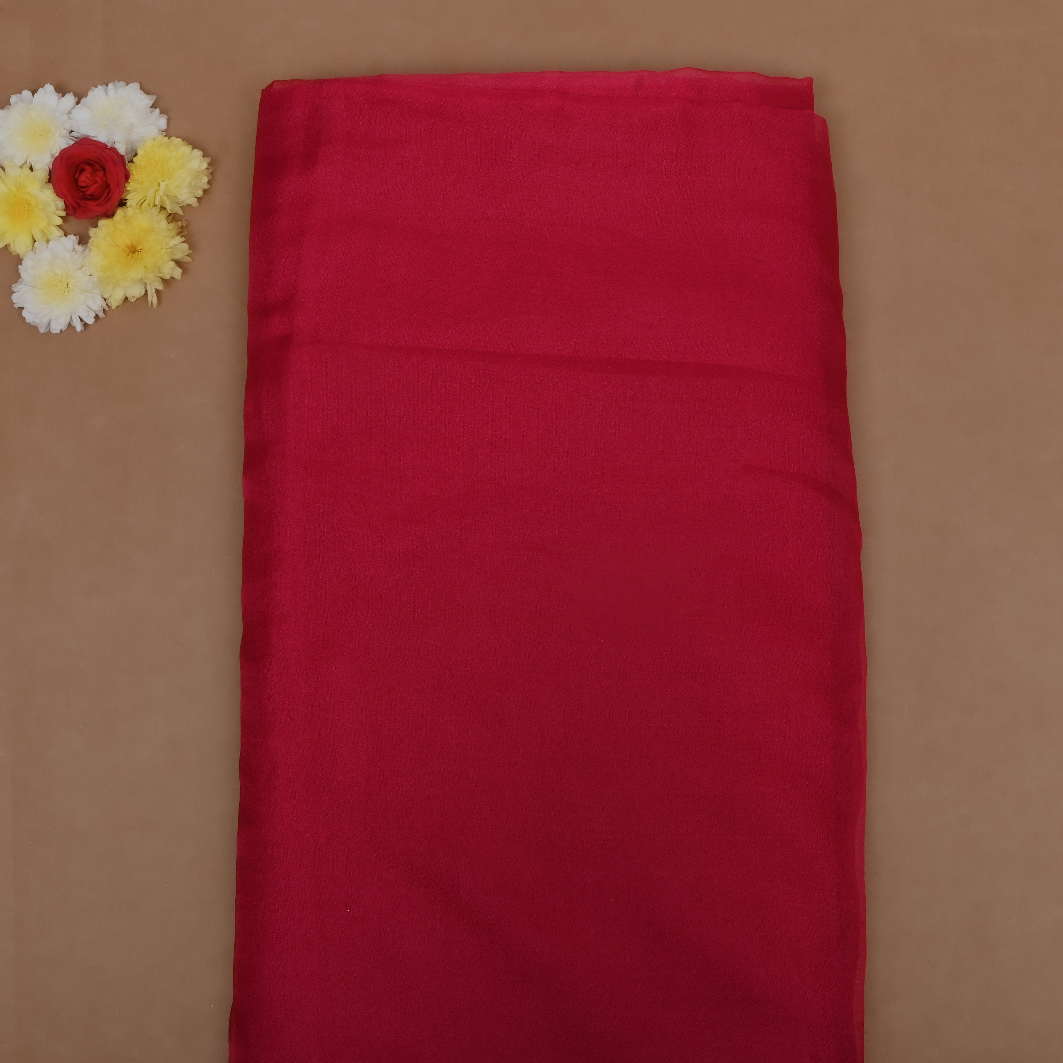 Maroon Solid Organza Fabric