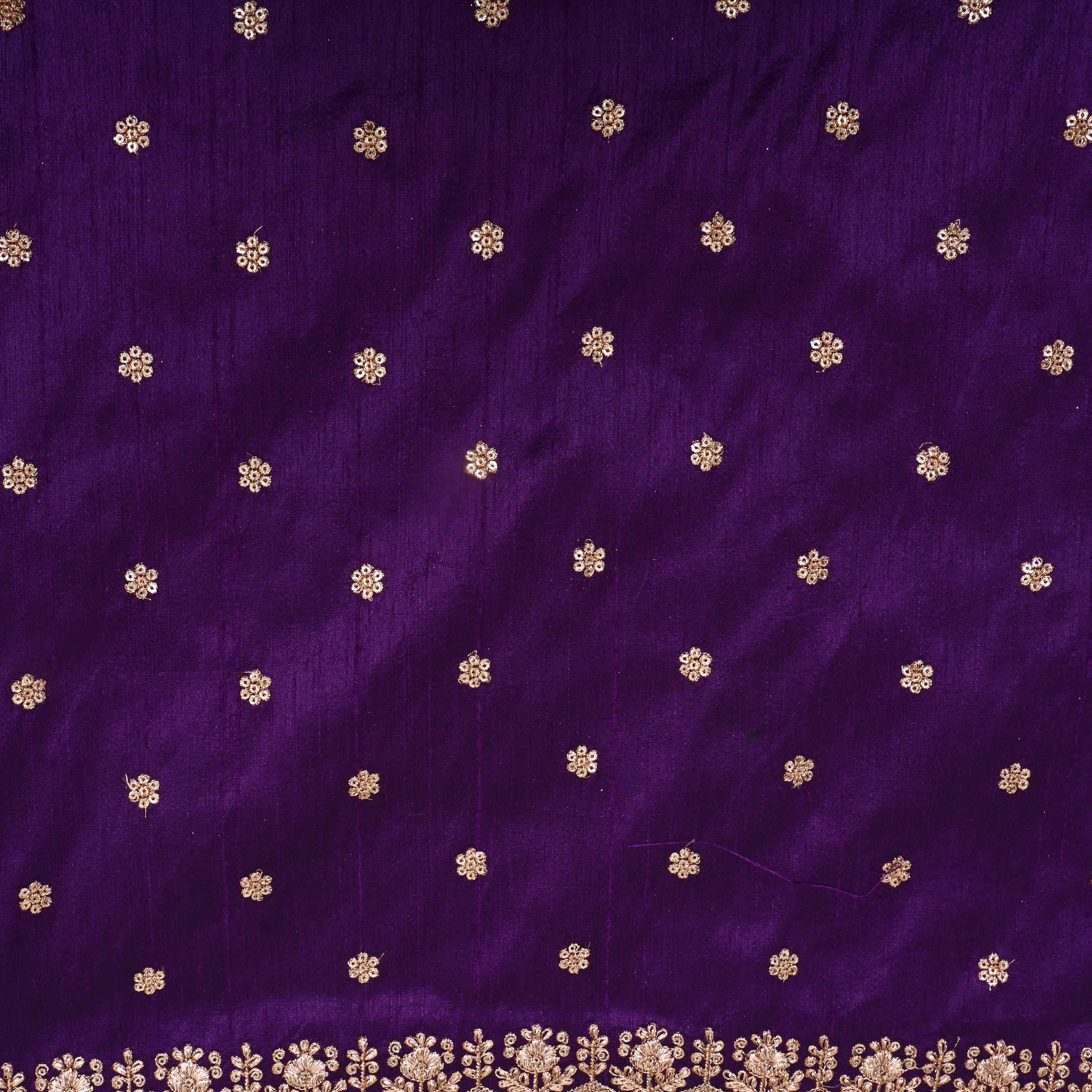 Persian Purple Zari Embroidered Dupion Silk Fabric