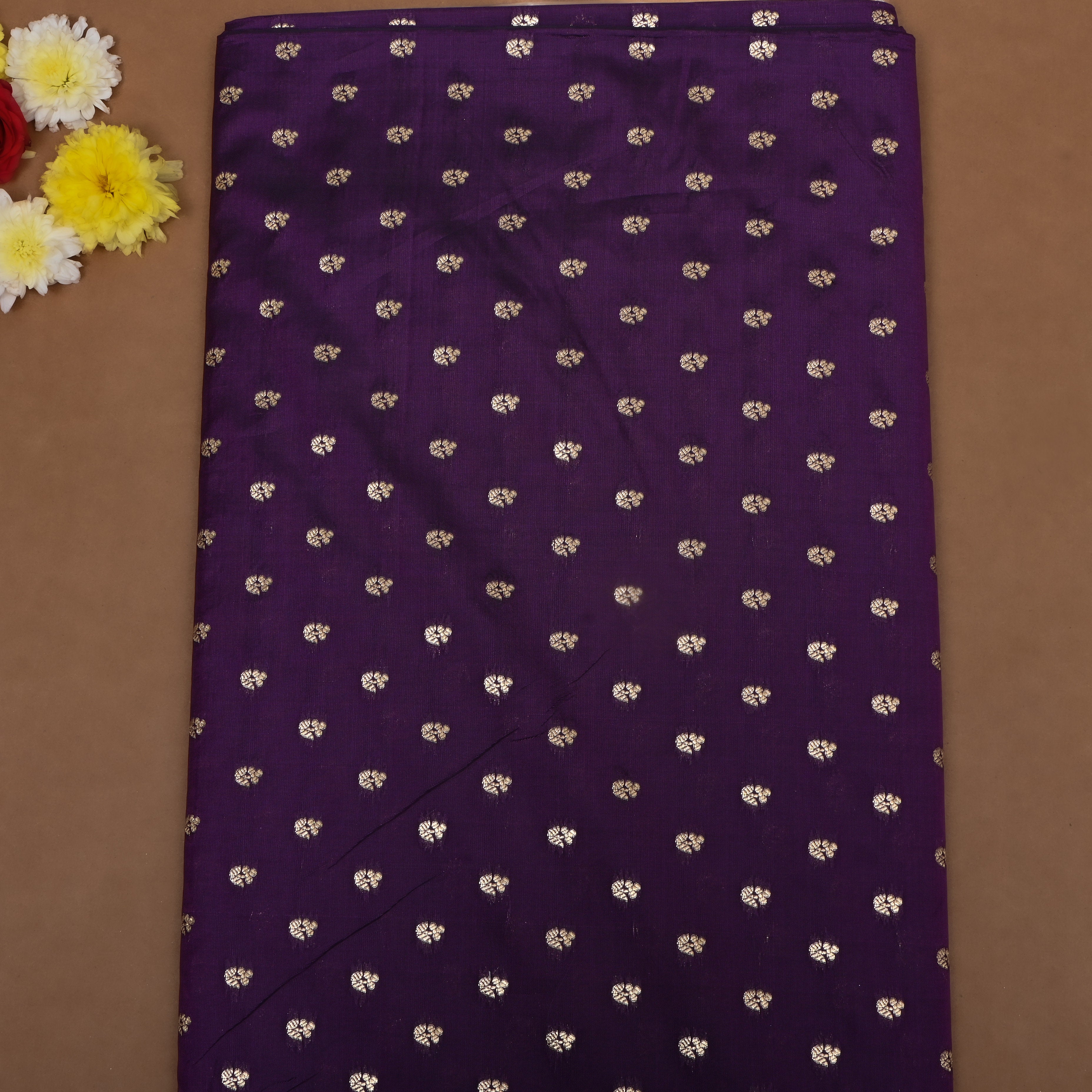 Deep Purple Zari Woven Silk Fabric