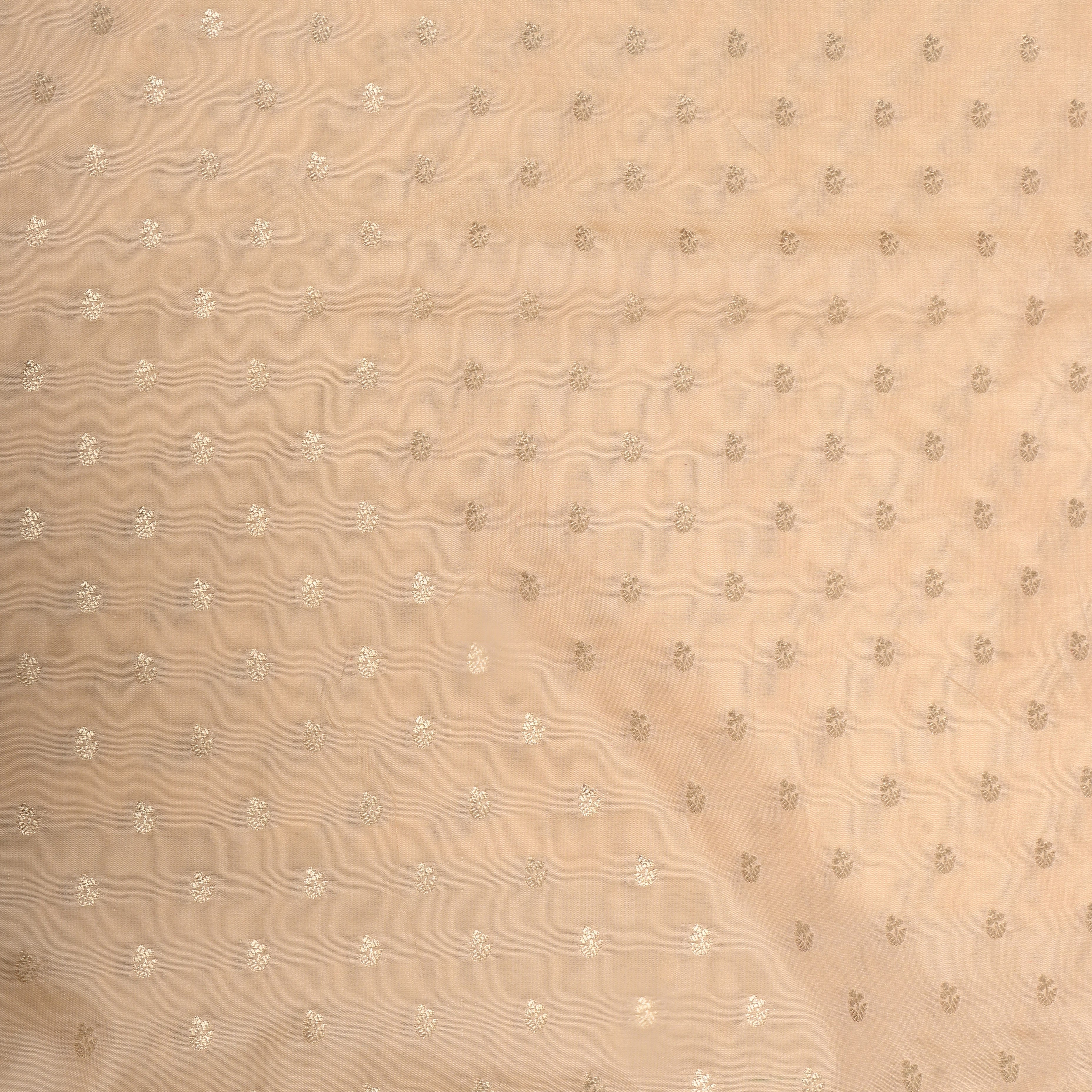 Beige Cream Zari Woven Silk Fabric