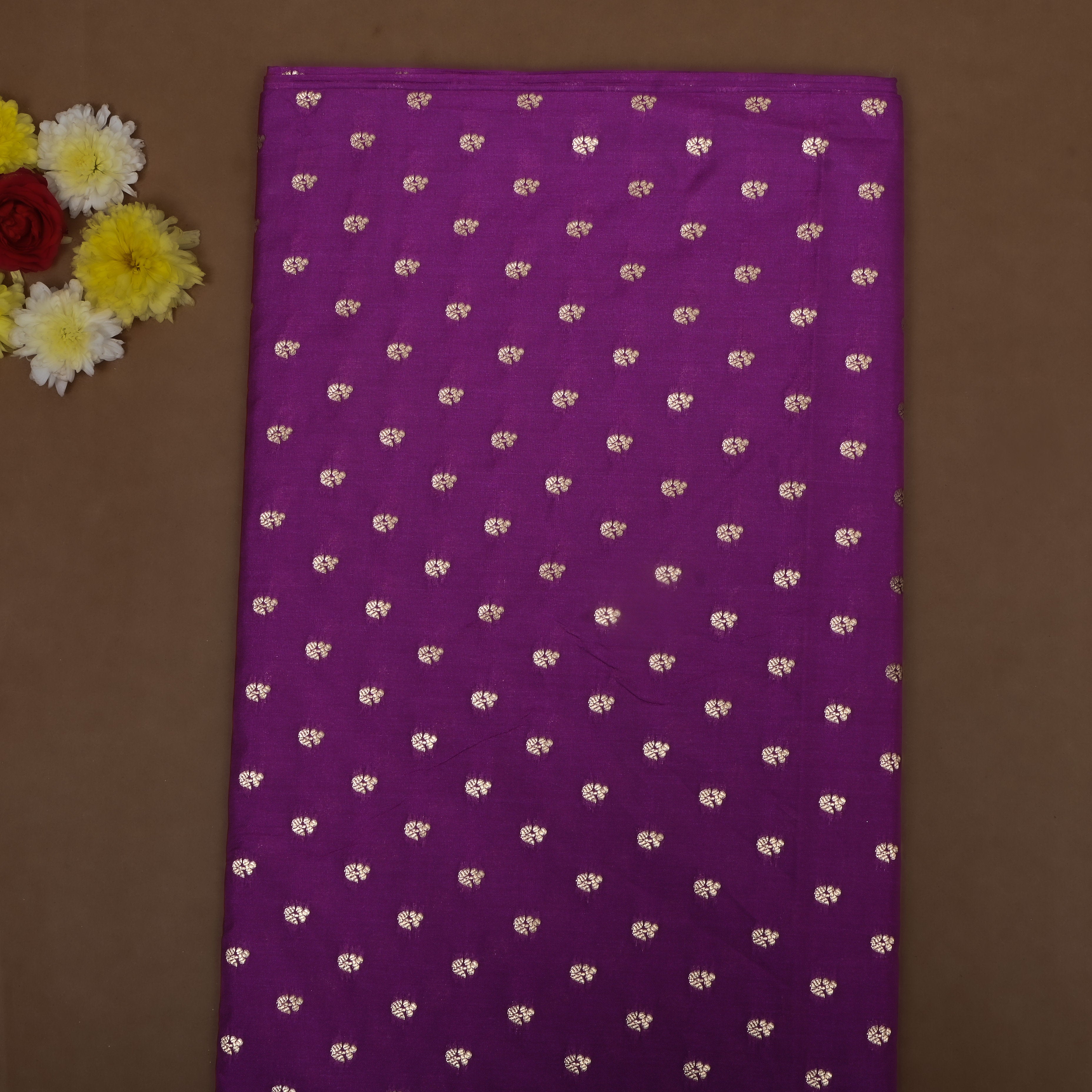 Wine Purple Zari Woven Silk Fabric