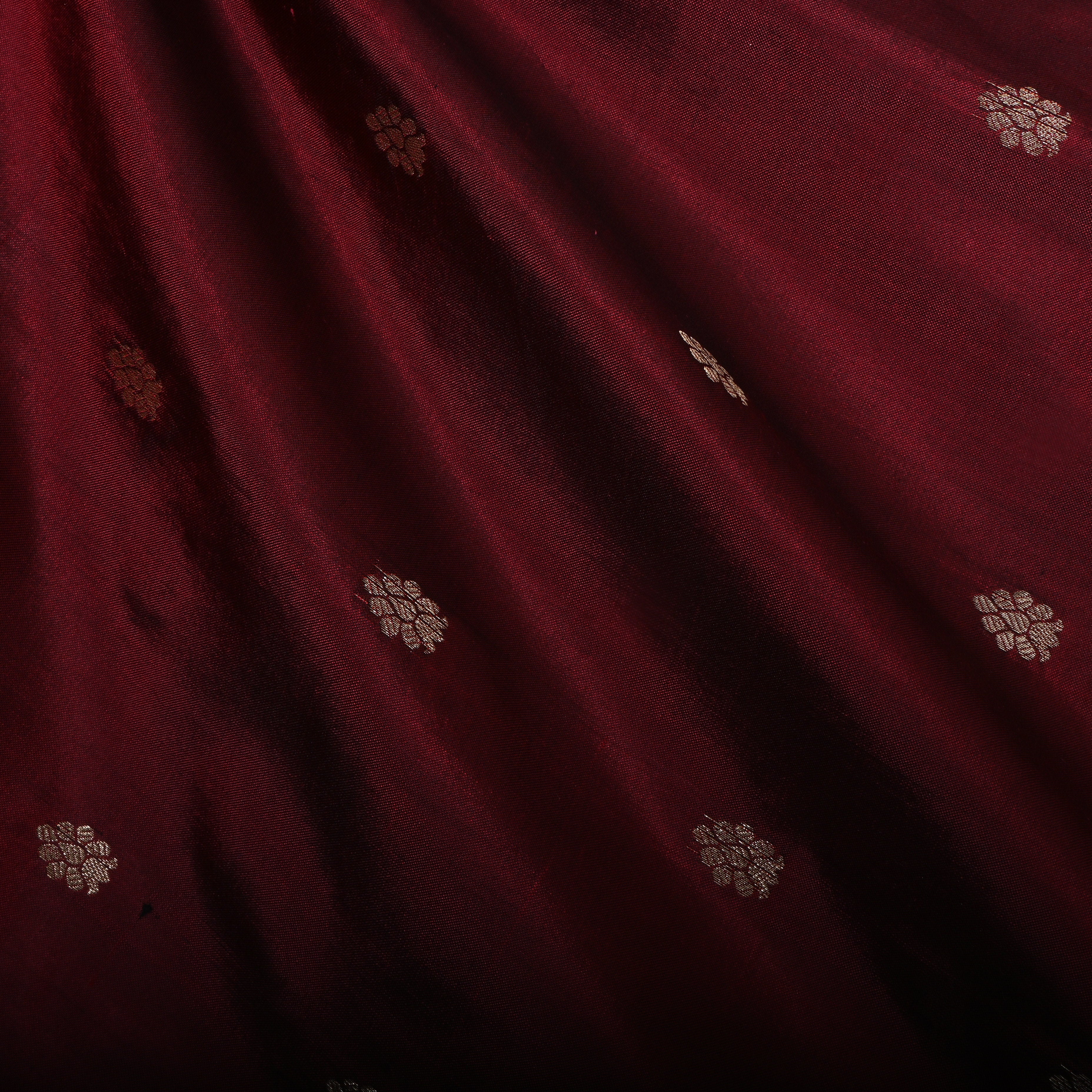 Burgundy Zari Woven Jamawar Silk Fabric