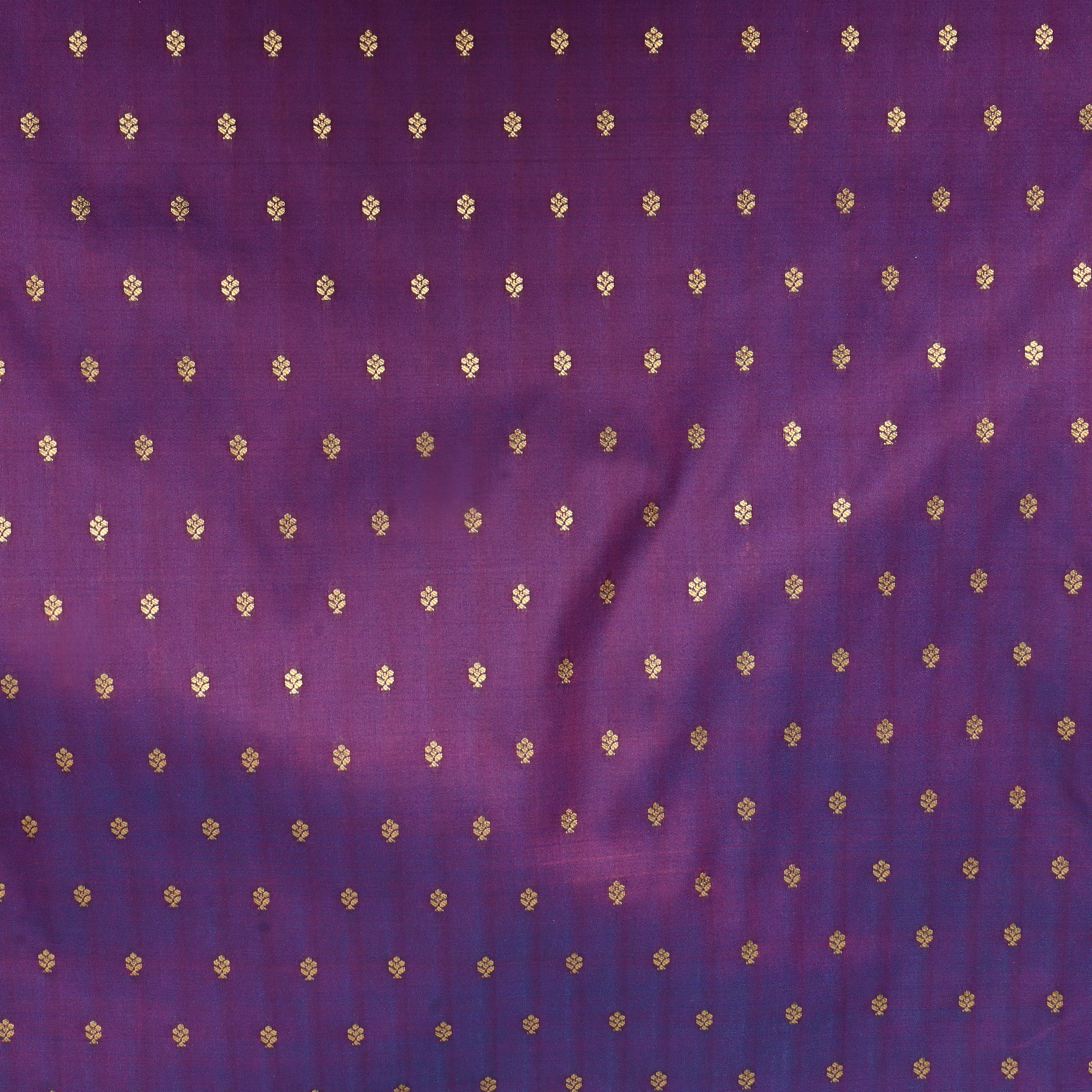 Eggplant Purple Floral Zari Jamawar Silk Fabric