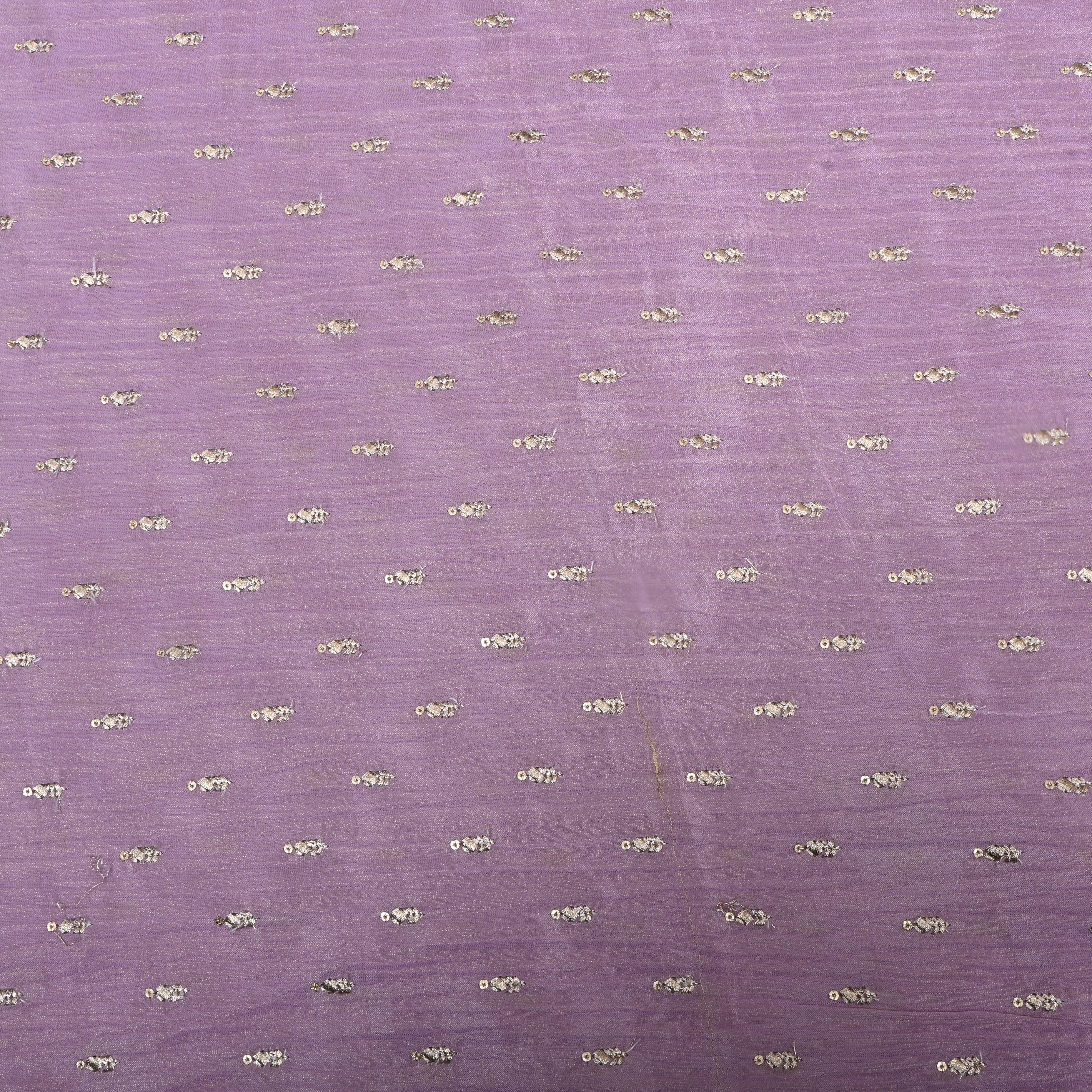 Dark Mauve Zari Embroidery Tissue Fabric