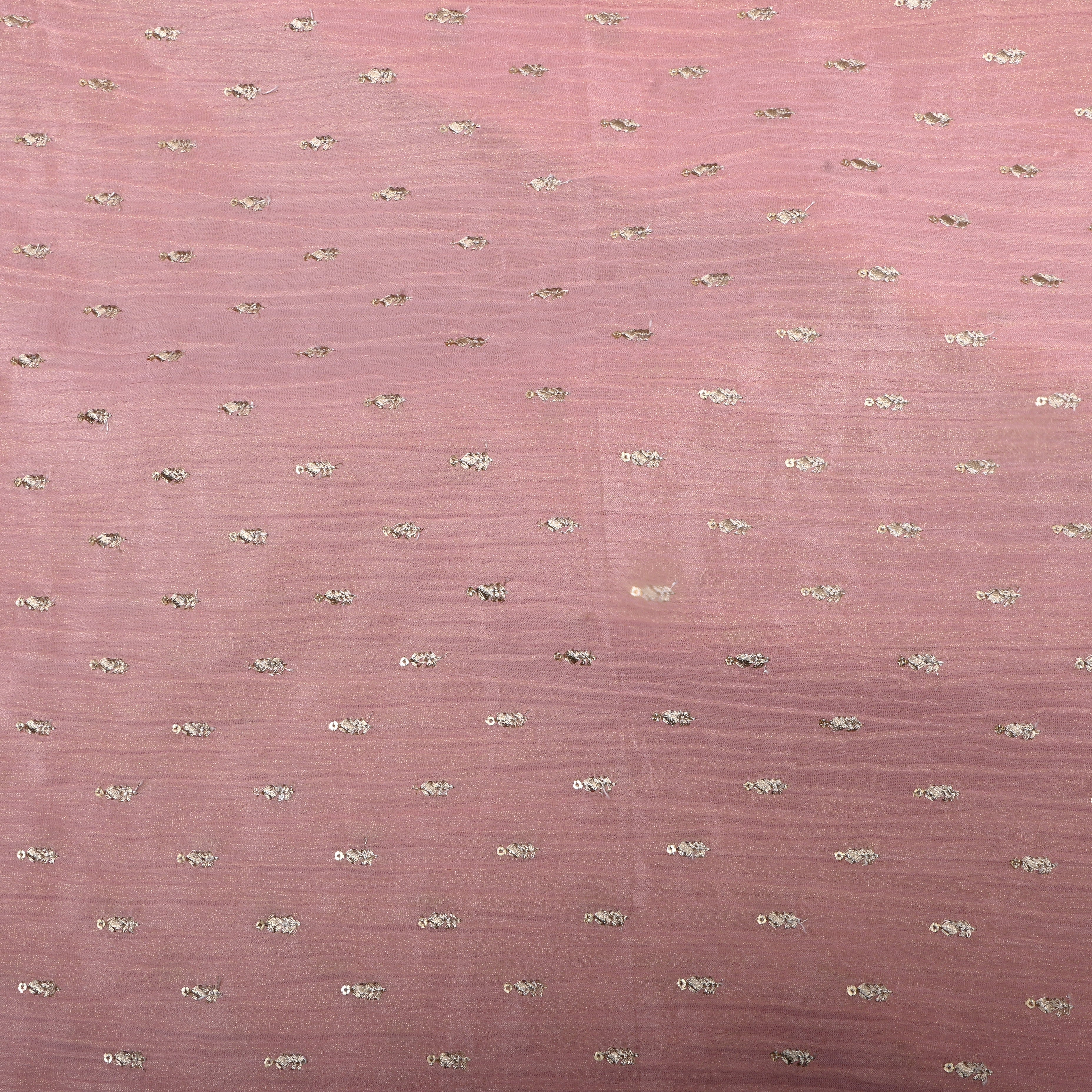 Pastel Cotton Pink Zari Embroidery Tissue Fabric