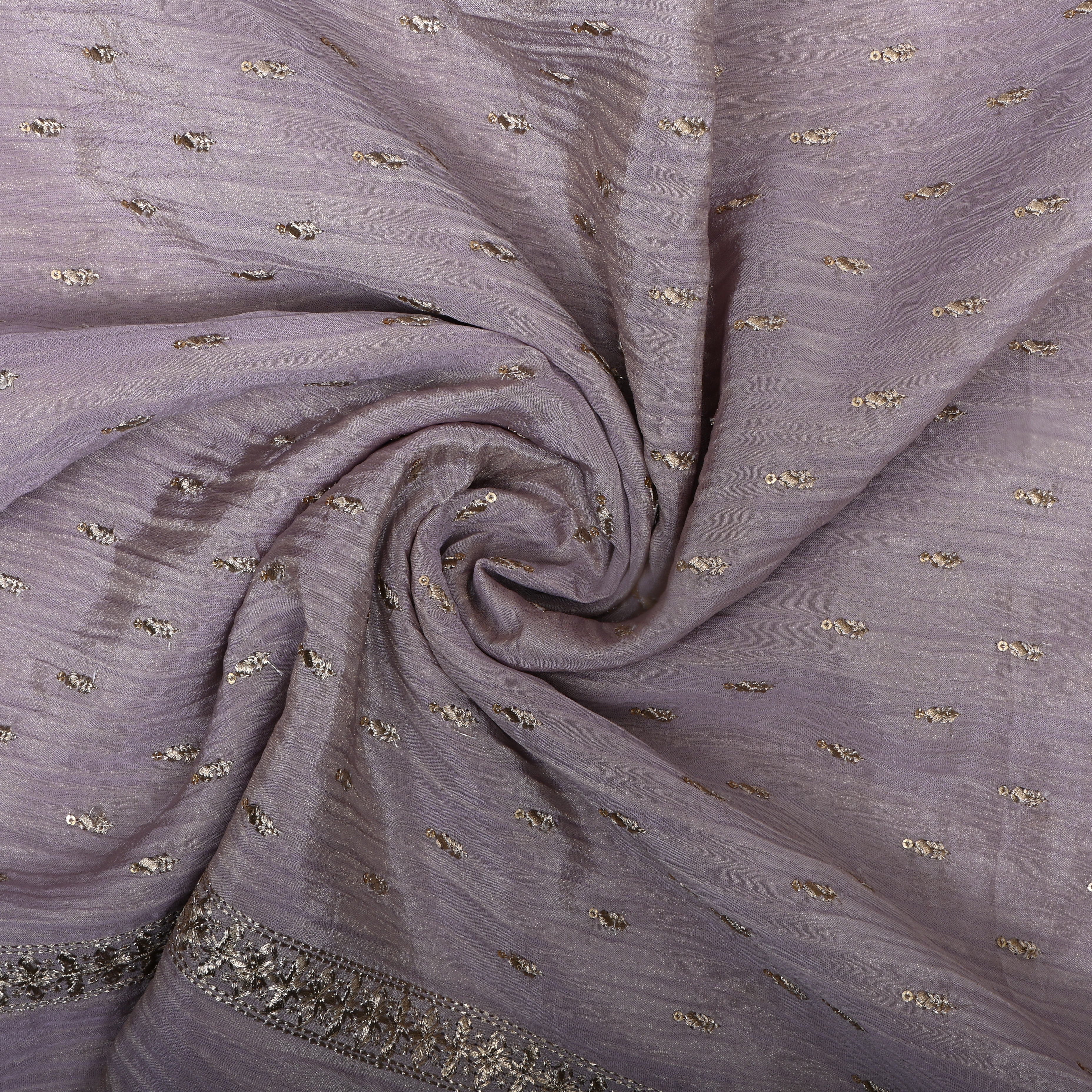 Twinkle Lavender Zari Embroidery Tissue Fabric