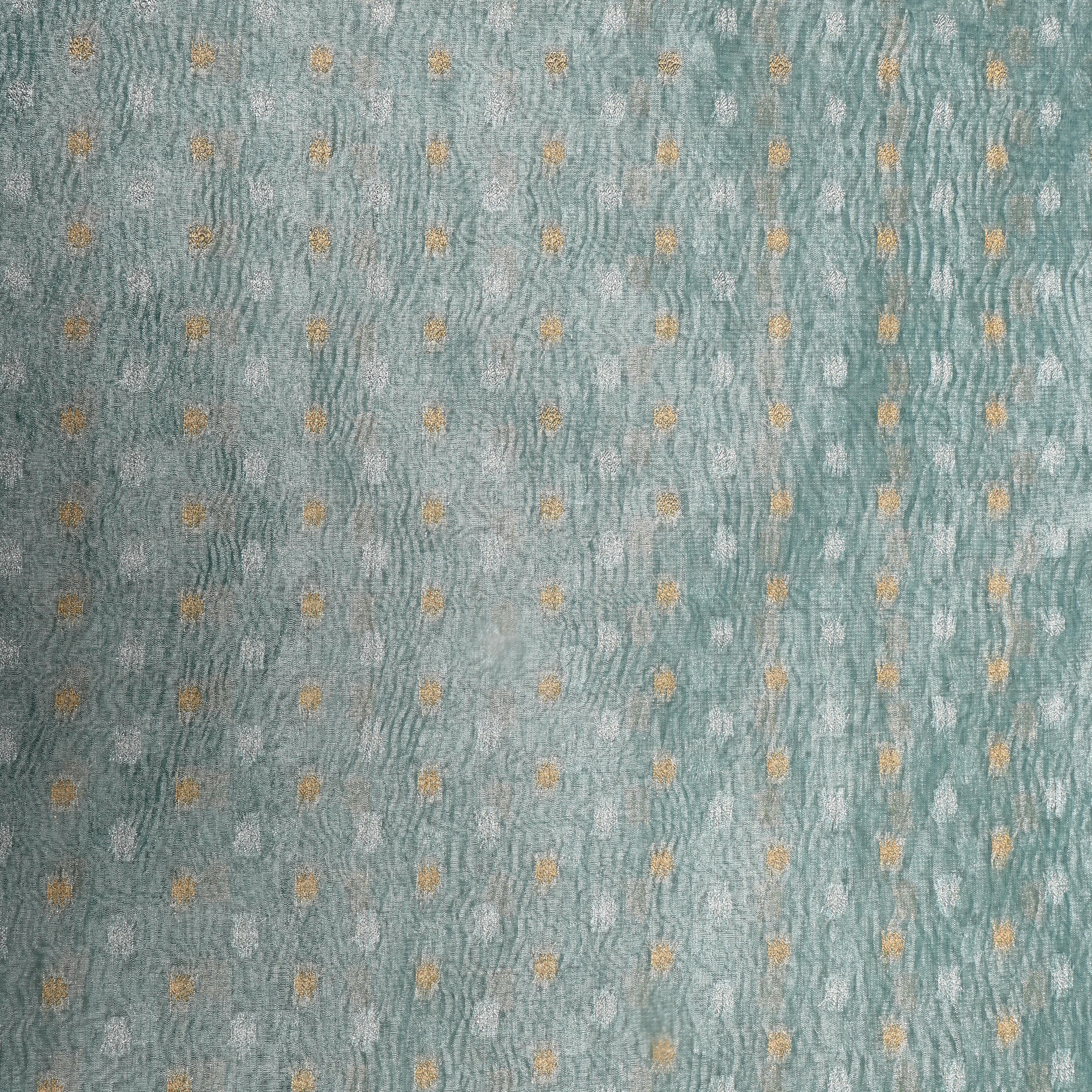 Aqua Green Zari Woven Tissue Fabric
