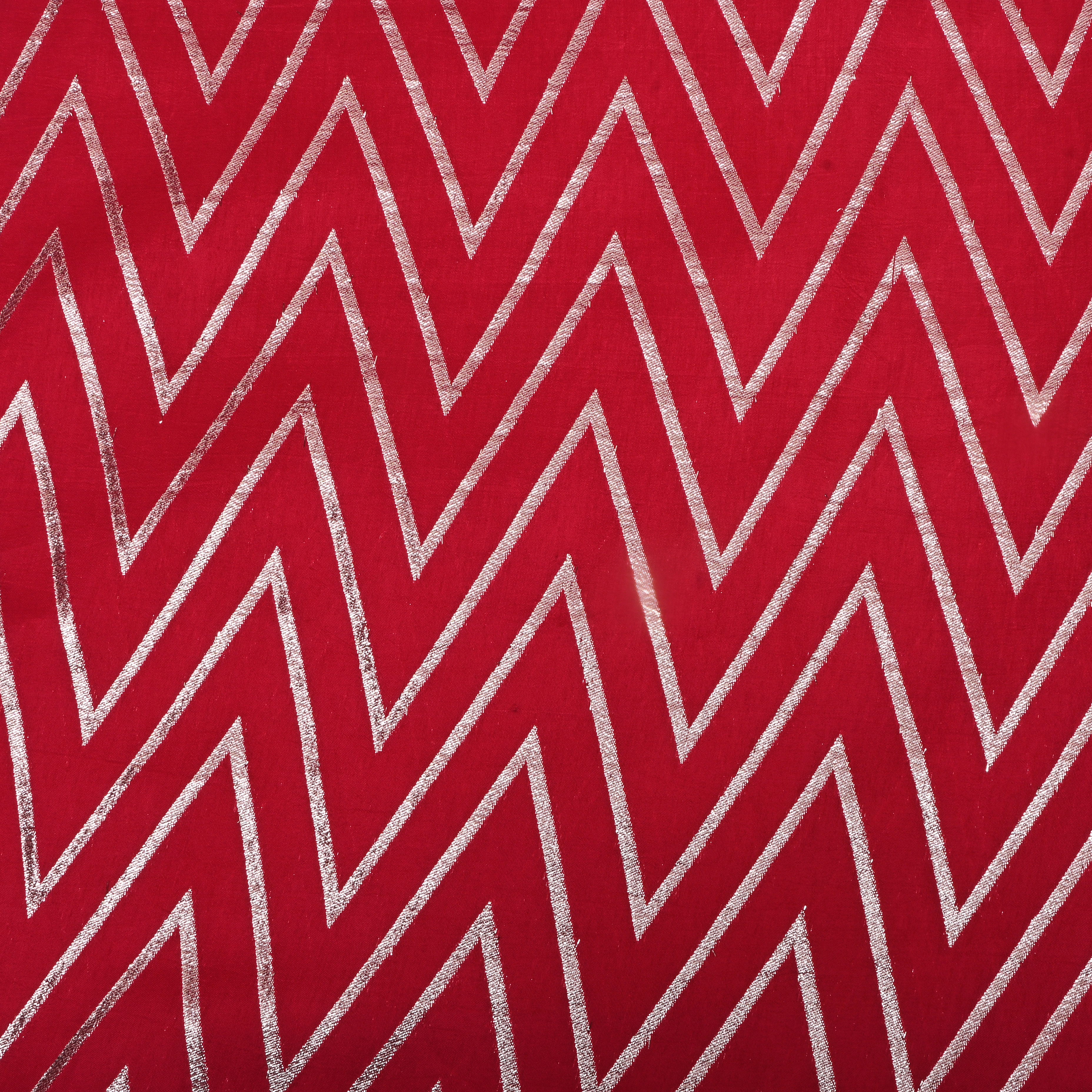 Crimson Red Zari Woven Silk Fabric