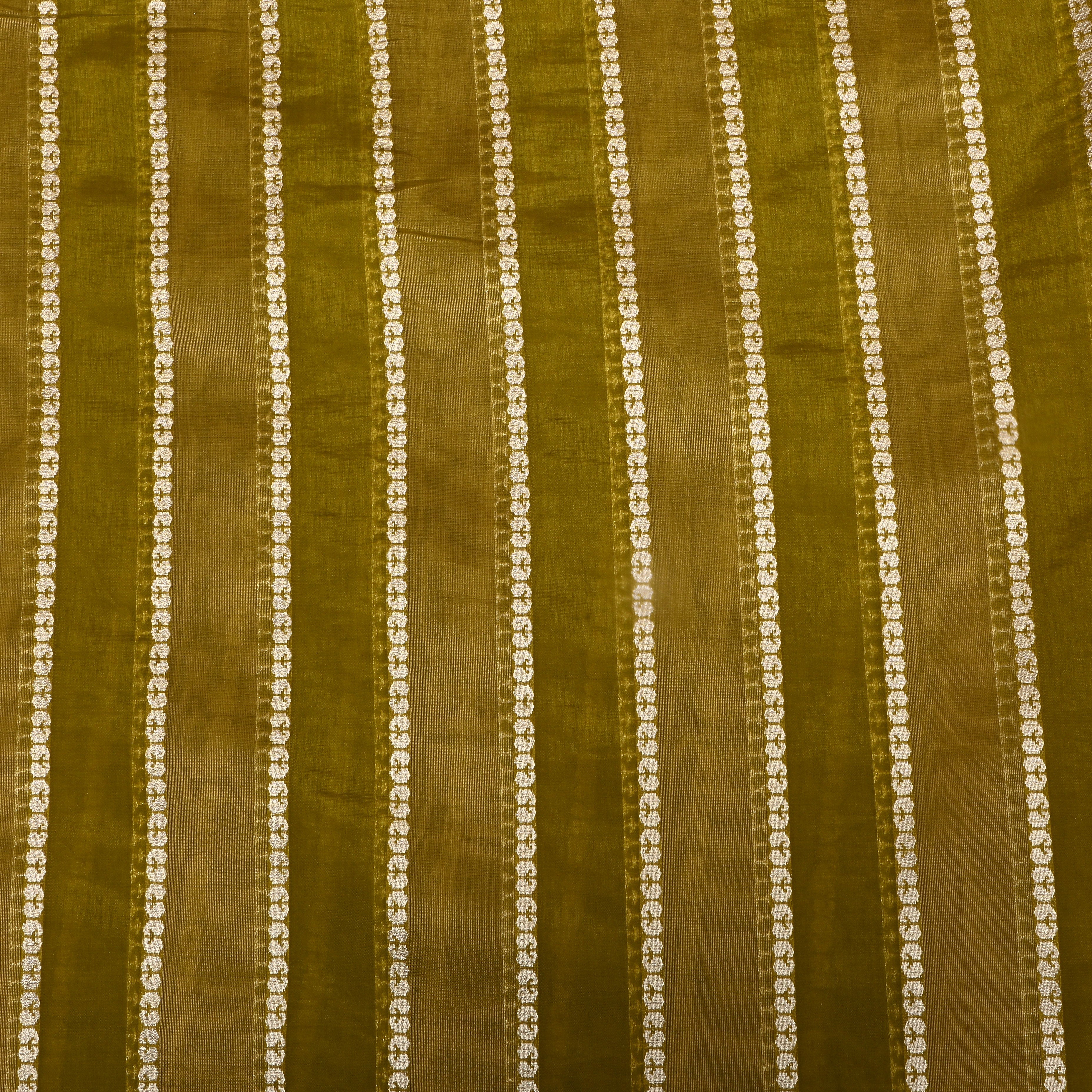 Dark Mehndi Zari Woven Silk Fabric