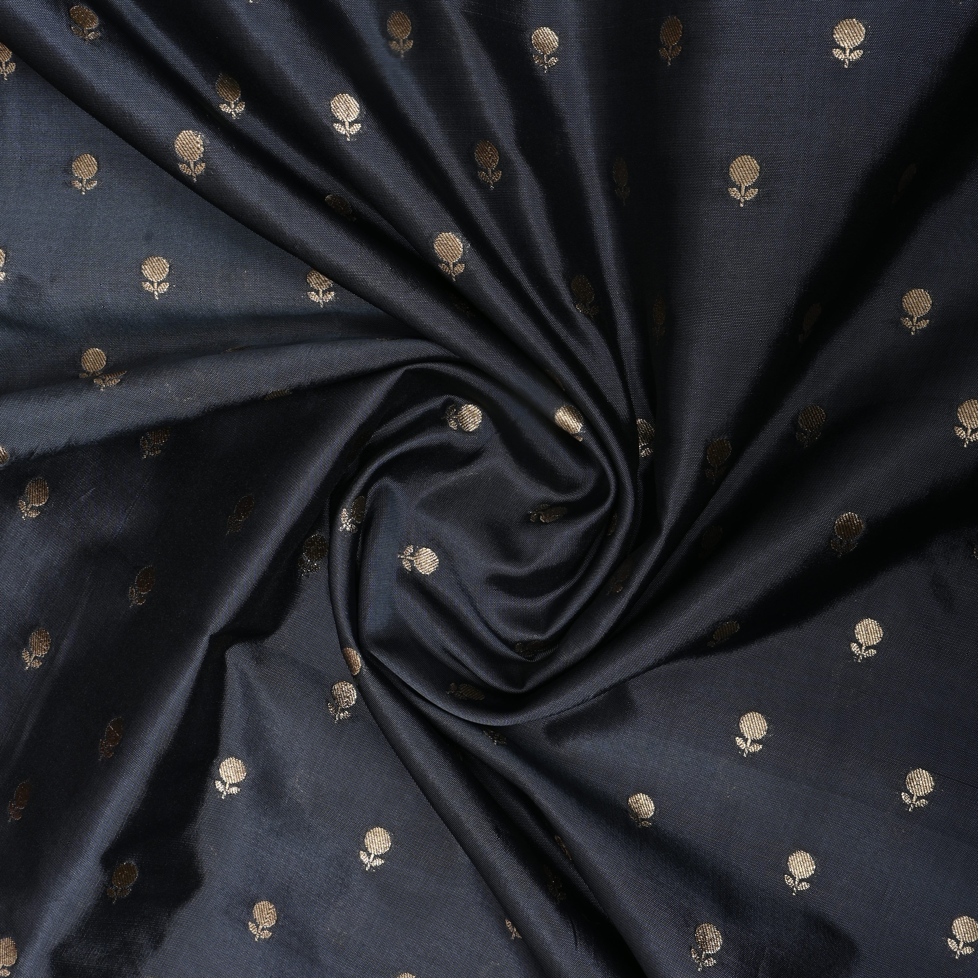 Black Floral Woven Jamawar Silk Fabric