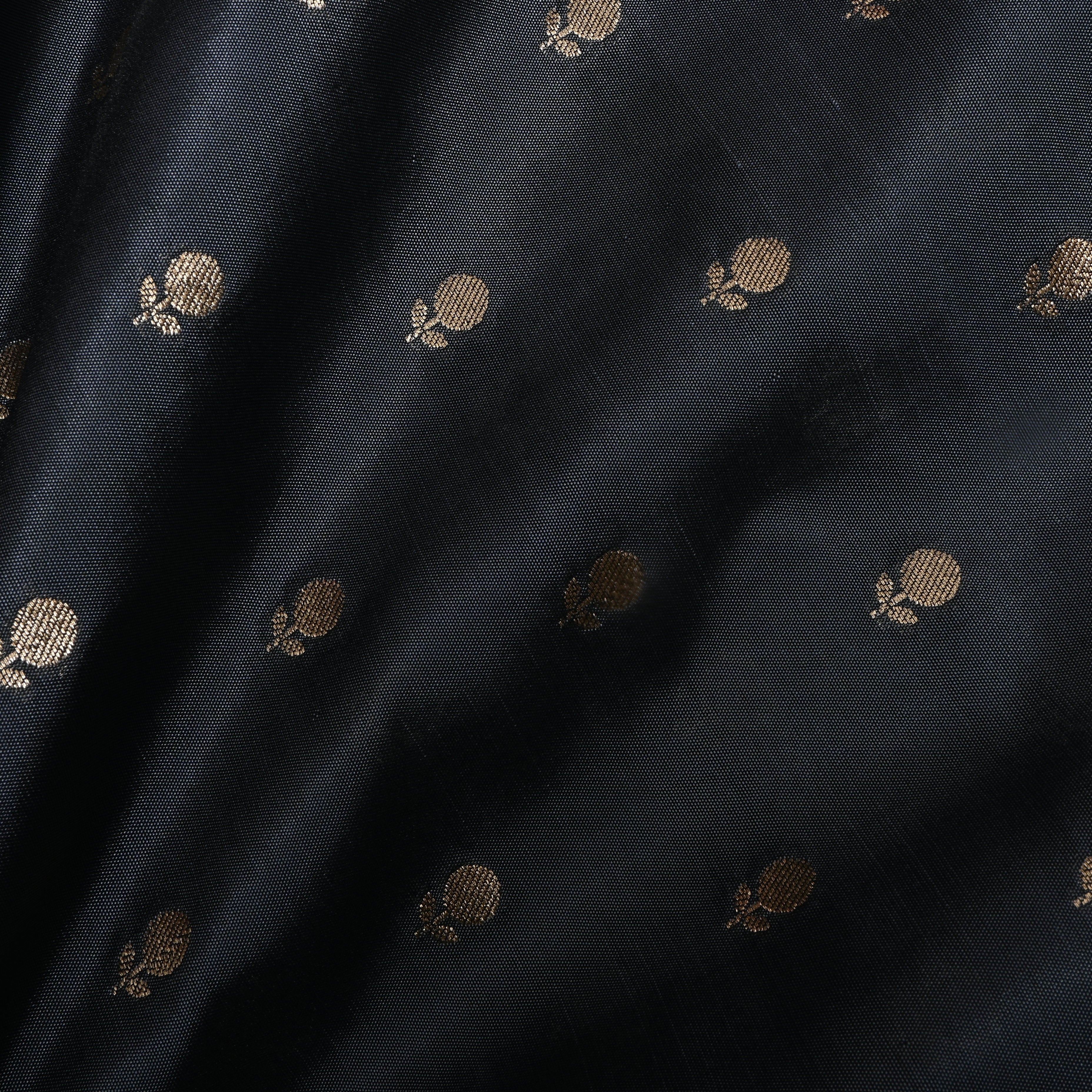Black Floral Woven Jamawar Silk Fabric