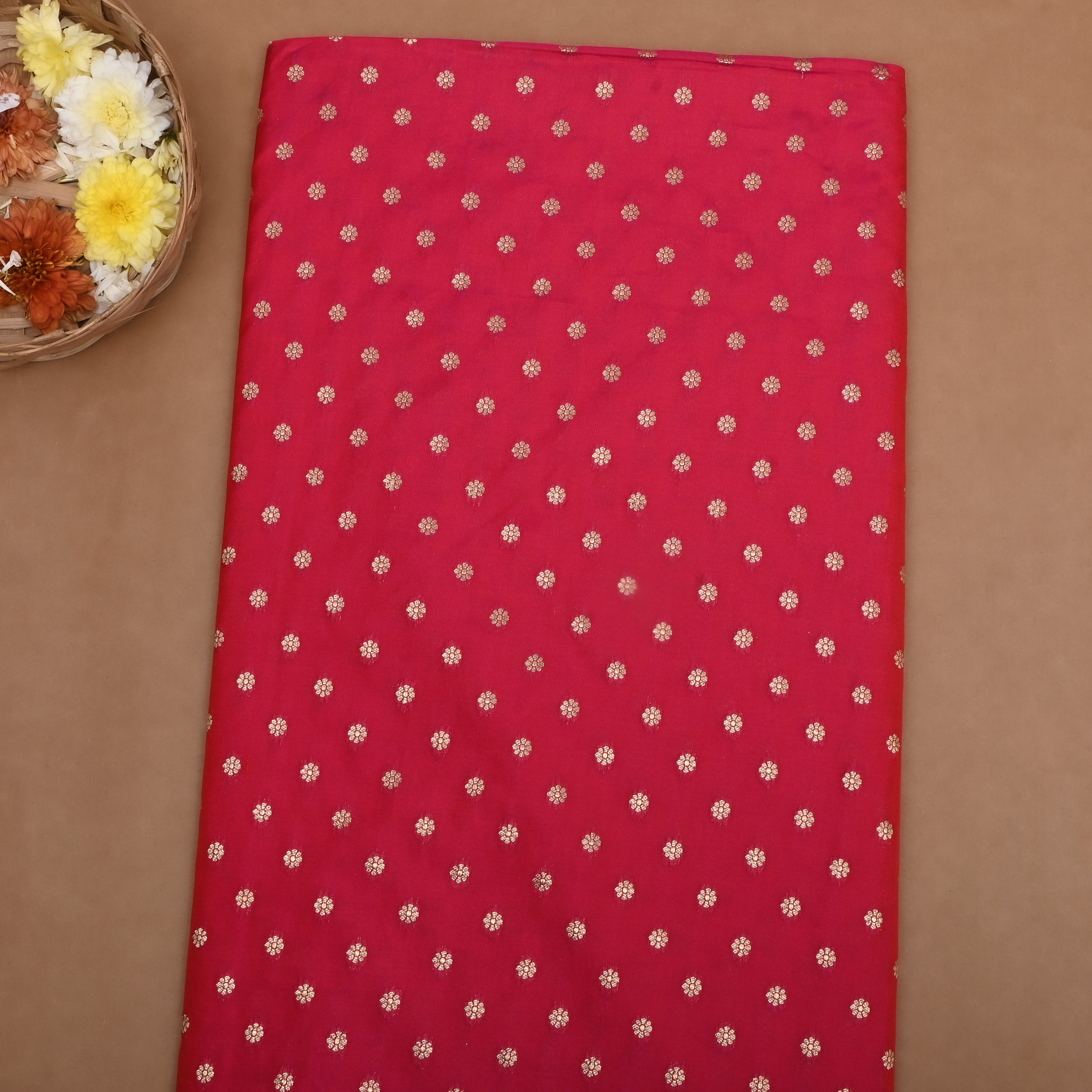 Magenta Pink Zari Woven Silk Fabric