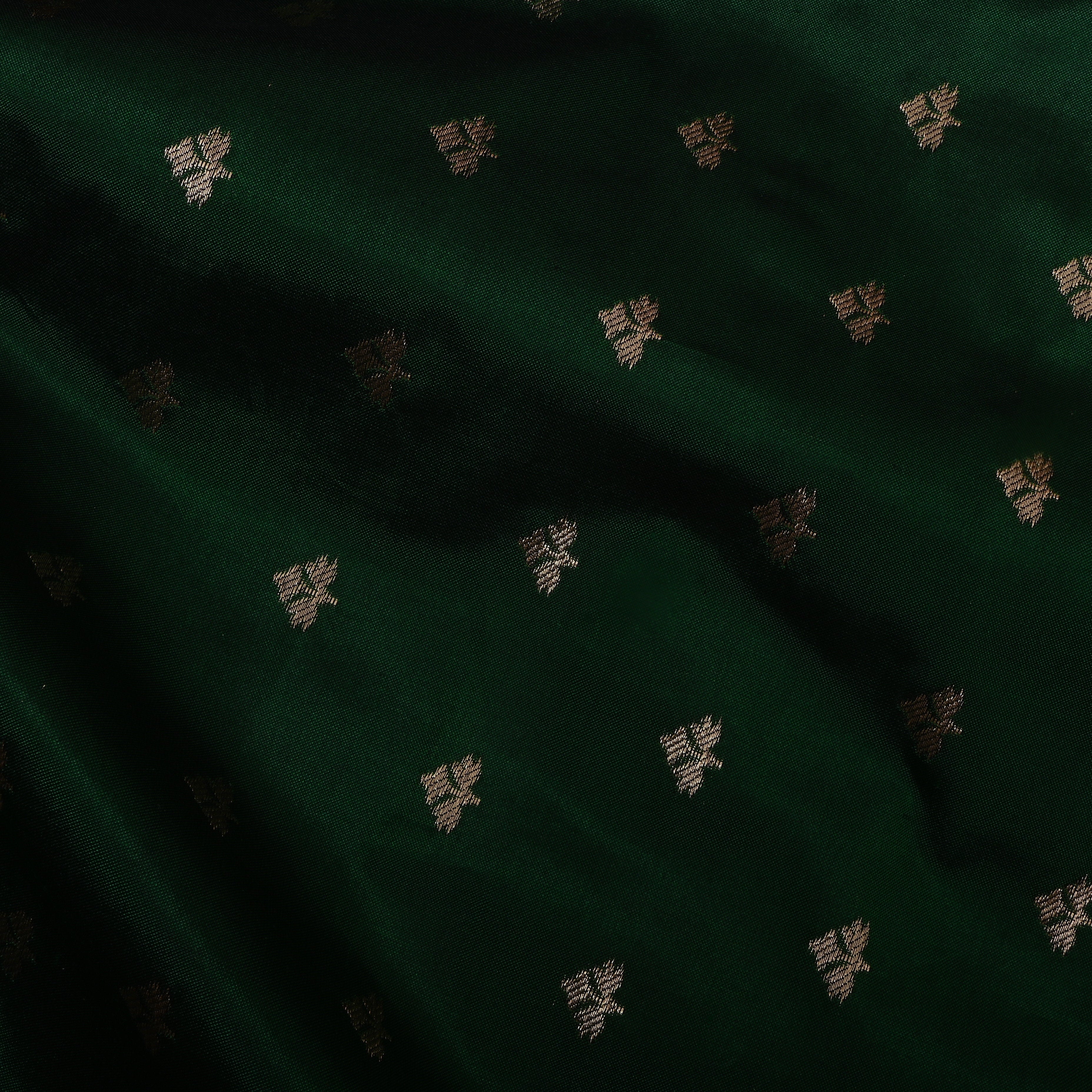 Bottle Green Zari Woven Jamawar Silk Fabric