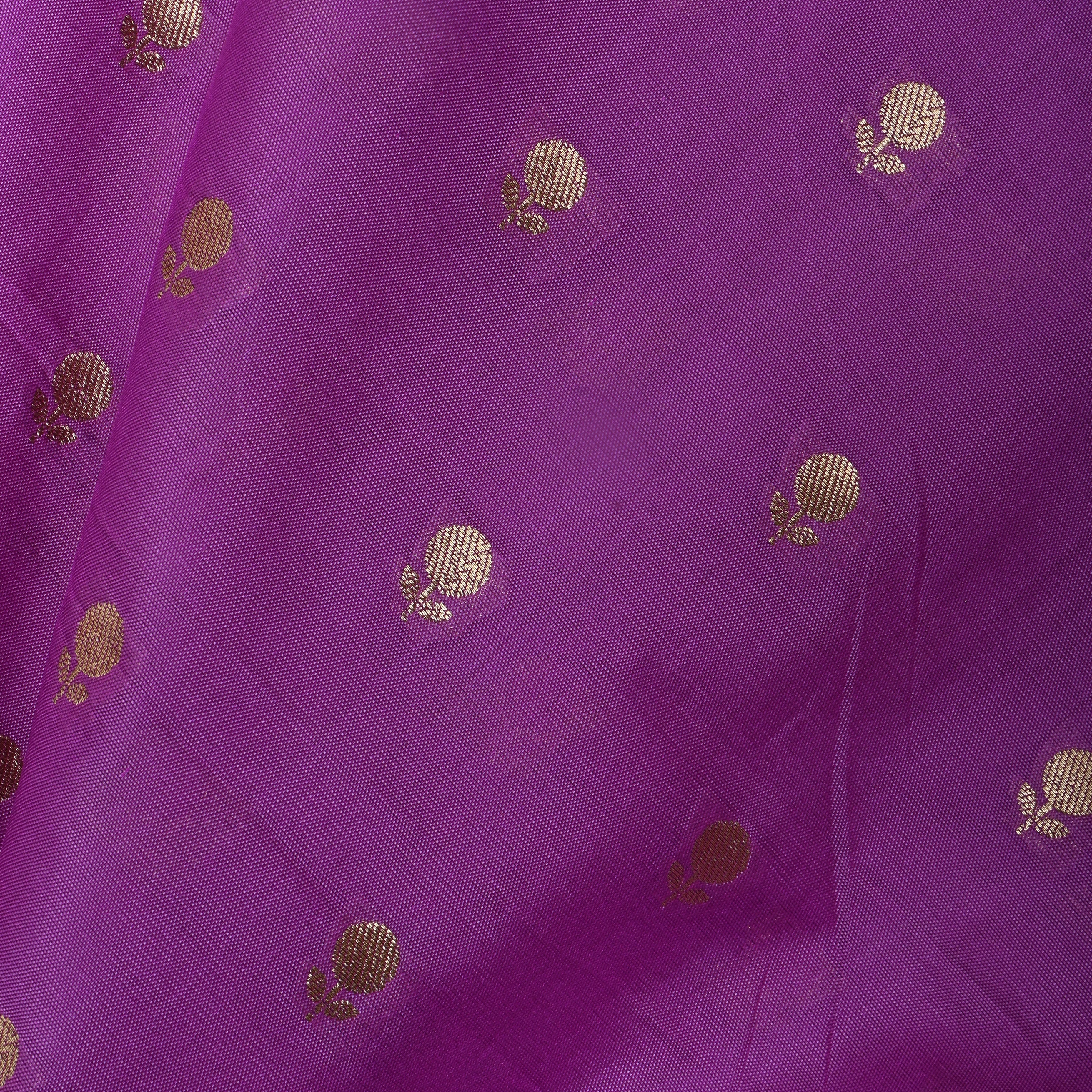 Purple Floral Woven Jamawar Silk Fabric