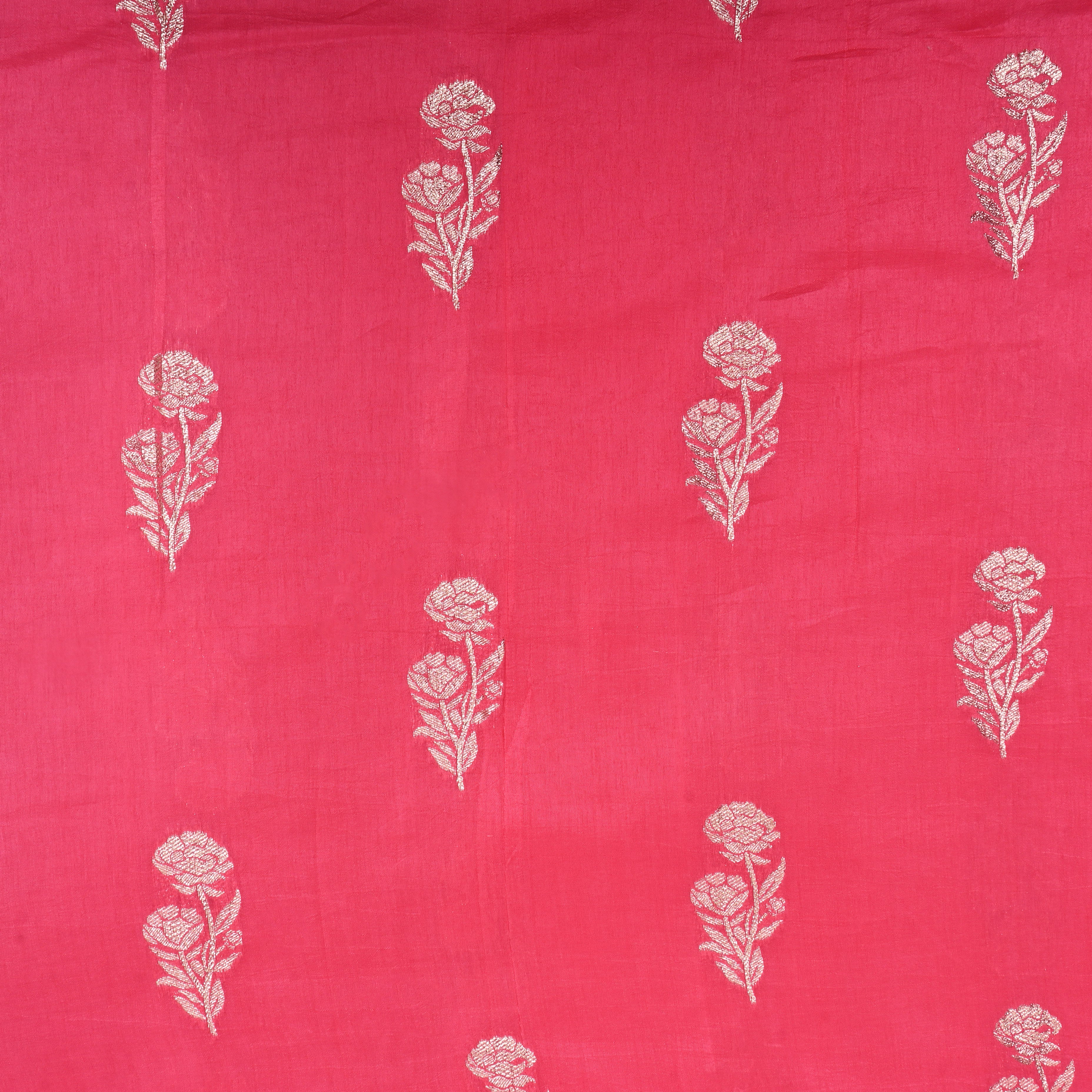 Peach Pink Zari Woven Silk Fabric