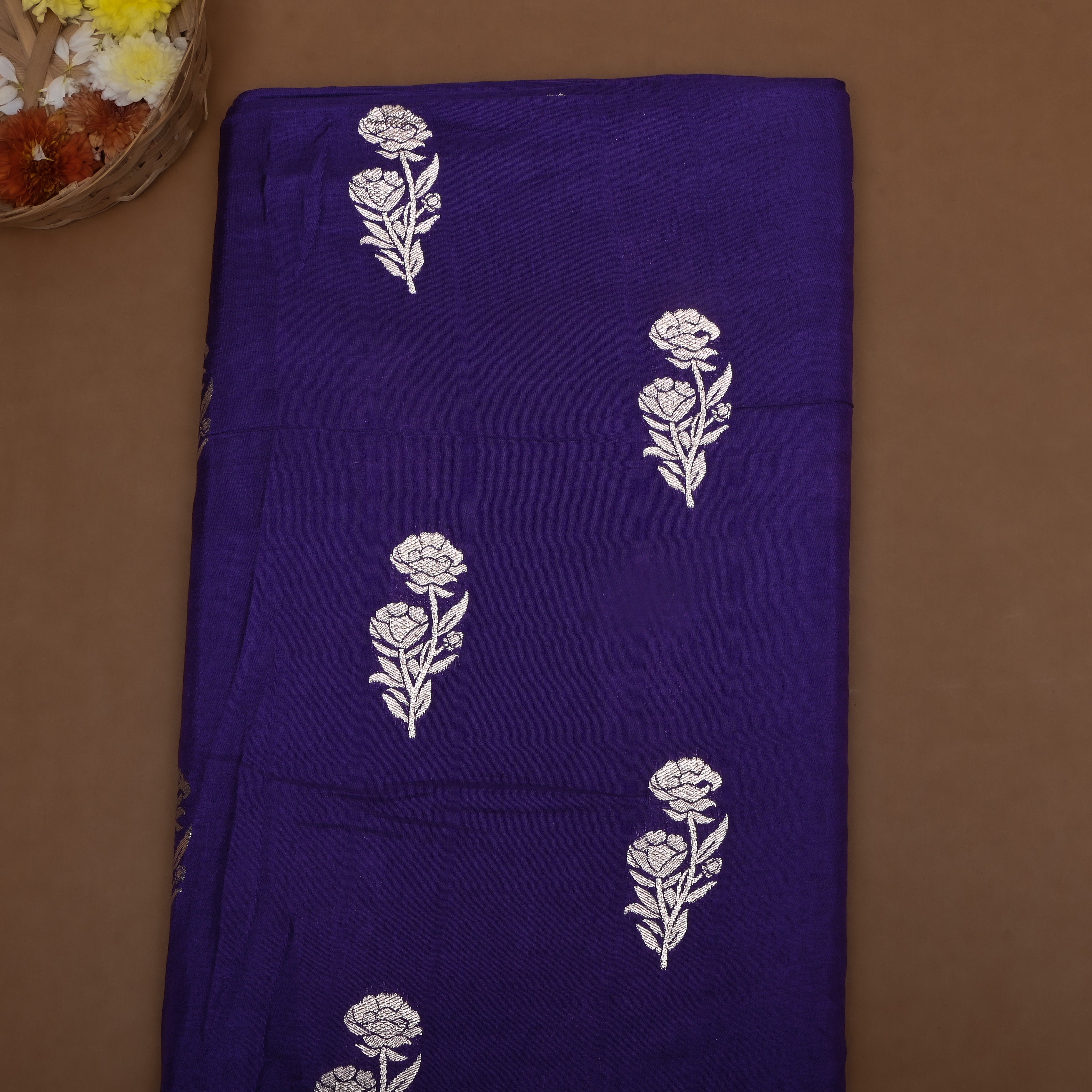 Royal Purple Zari Woven Silk Fabric