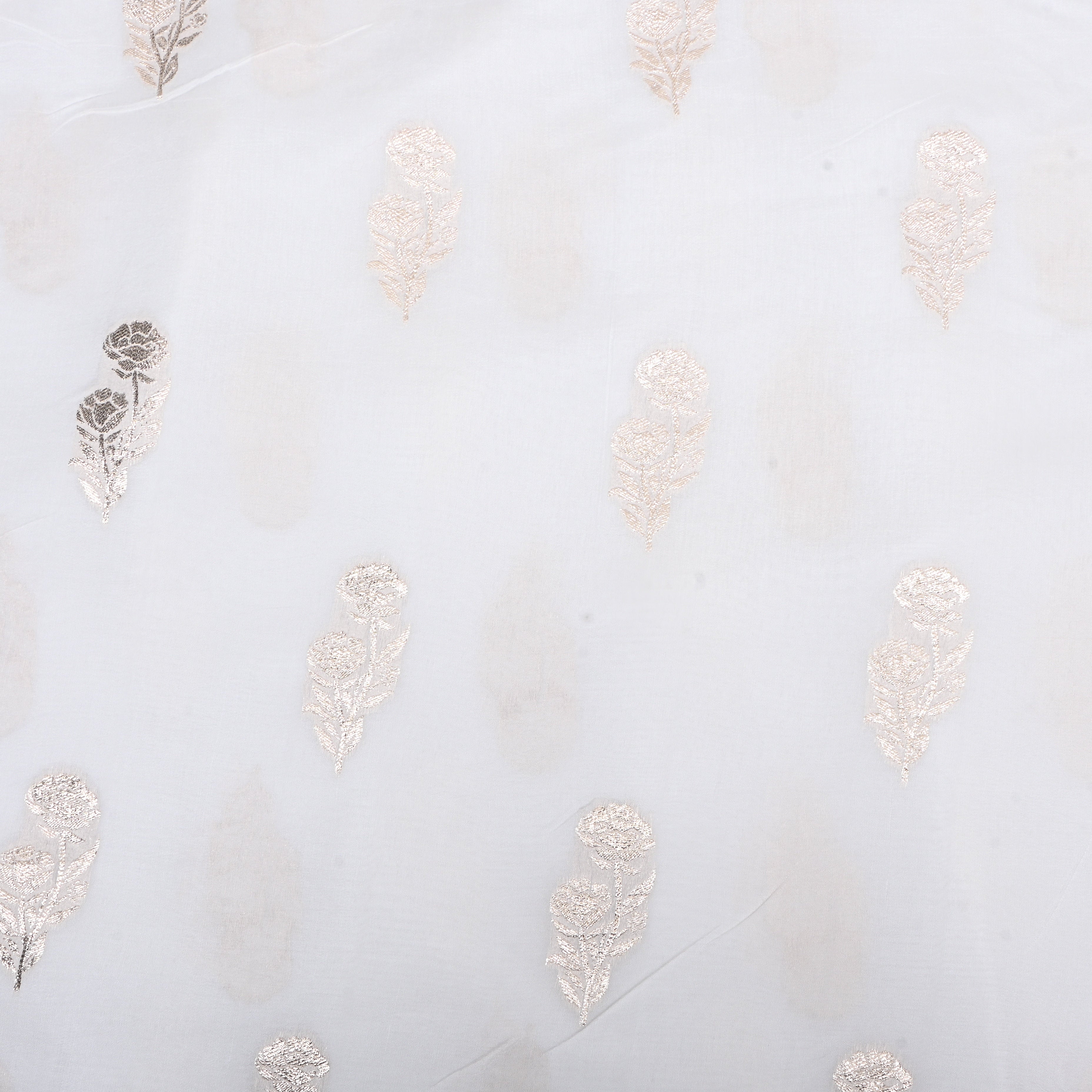 White Zari Woven Silk Fabric
