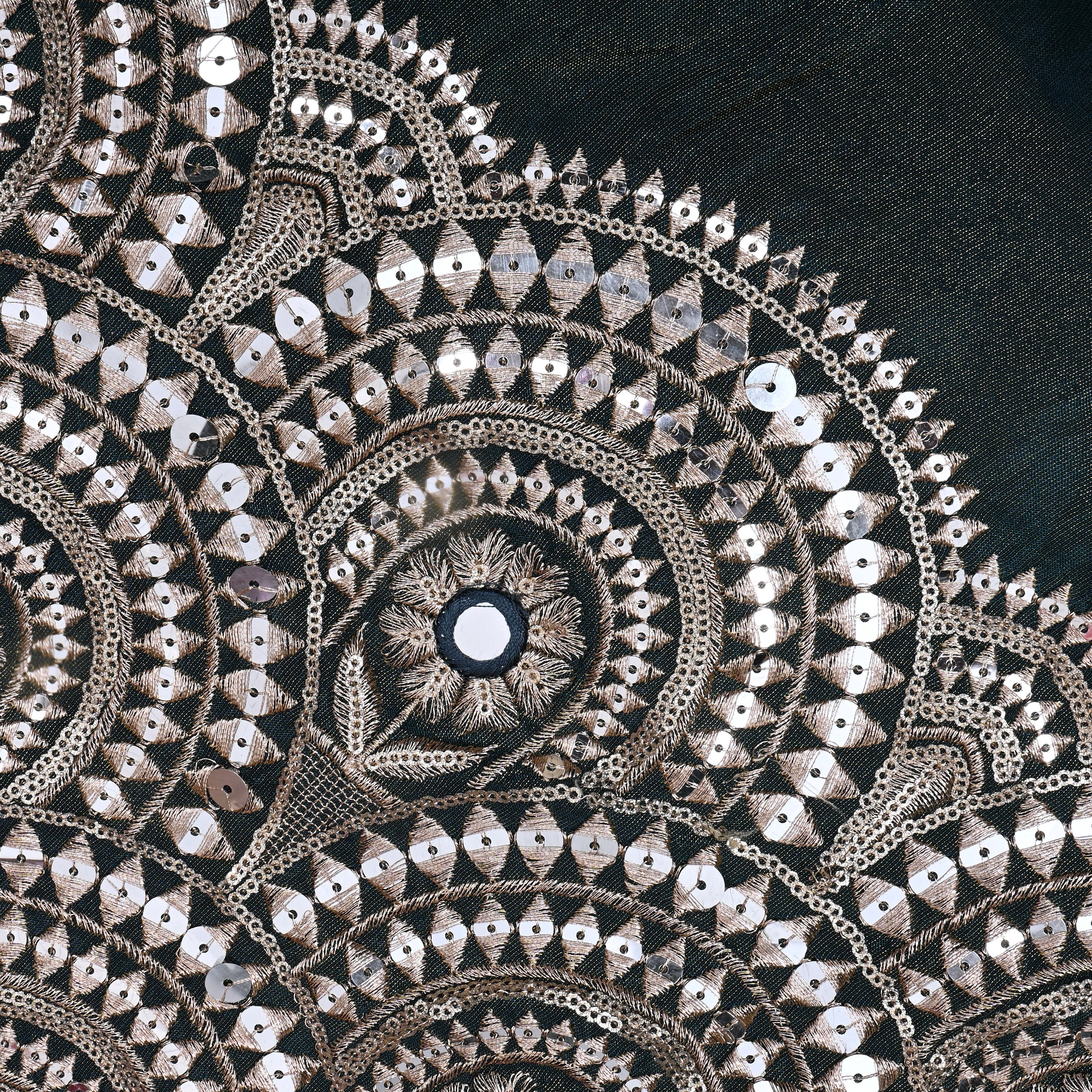 Metallic Deep Green Zari Weave Tissue Fabric