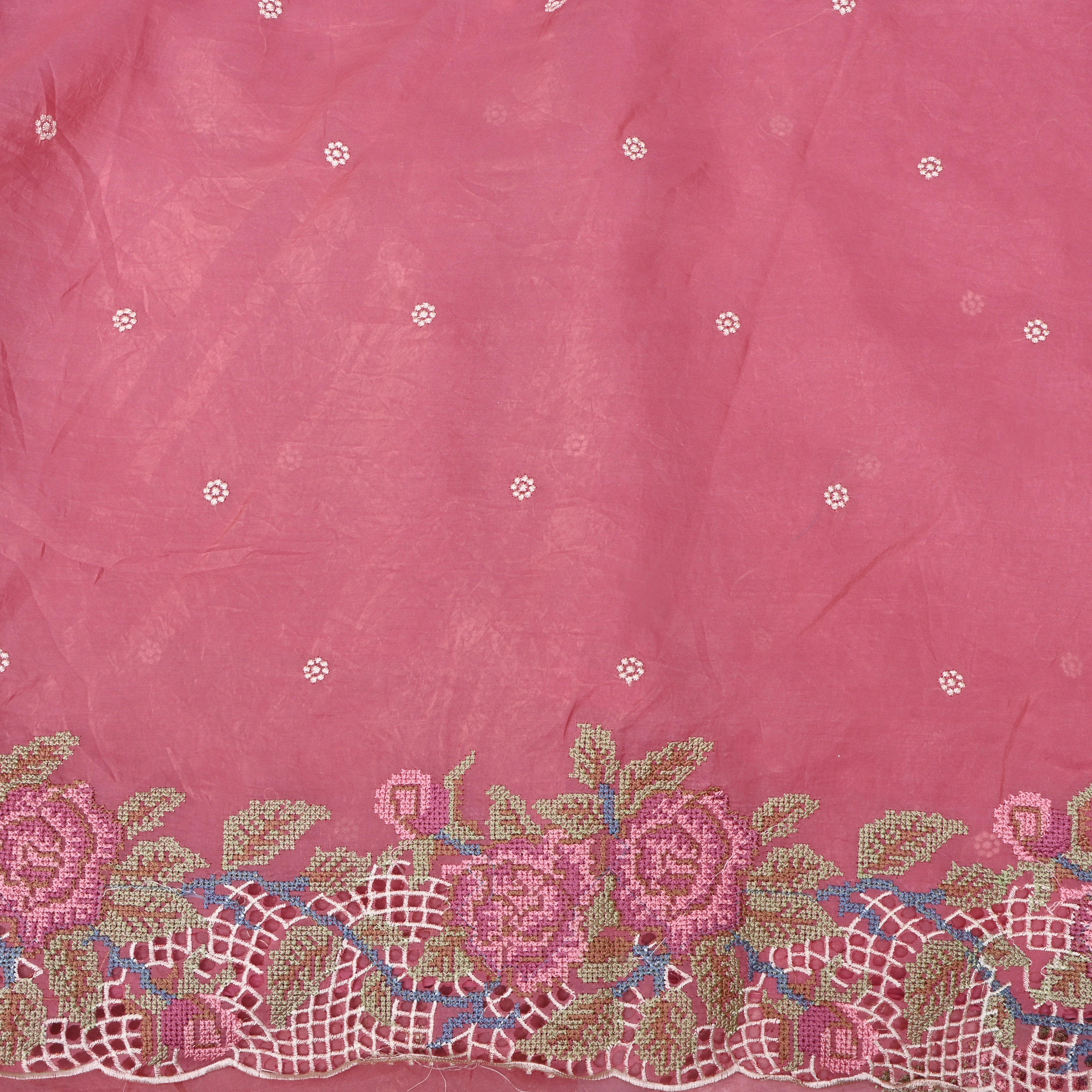 Candy Pink Petit Point Organza Fabric