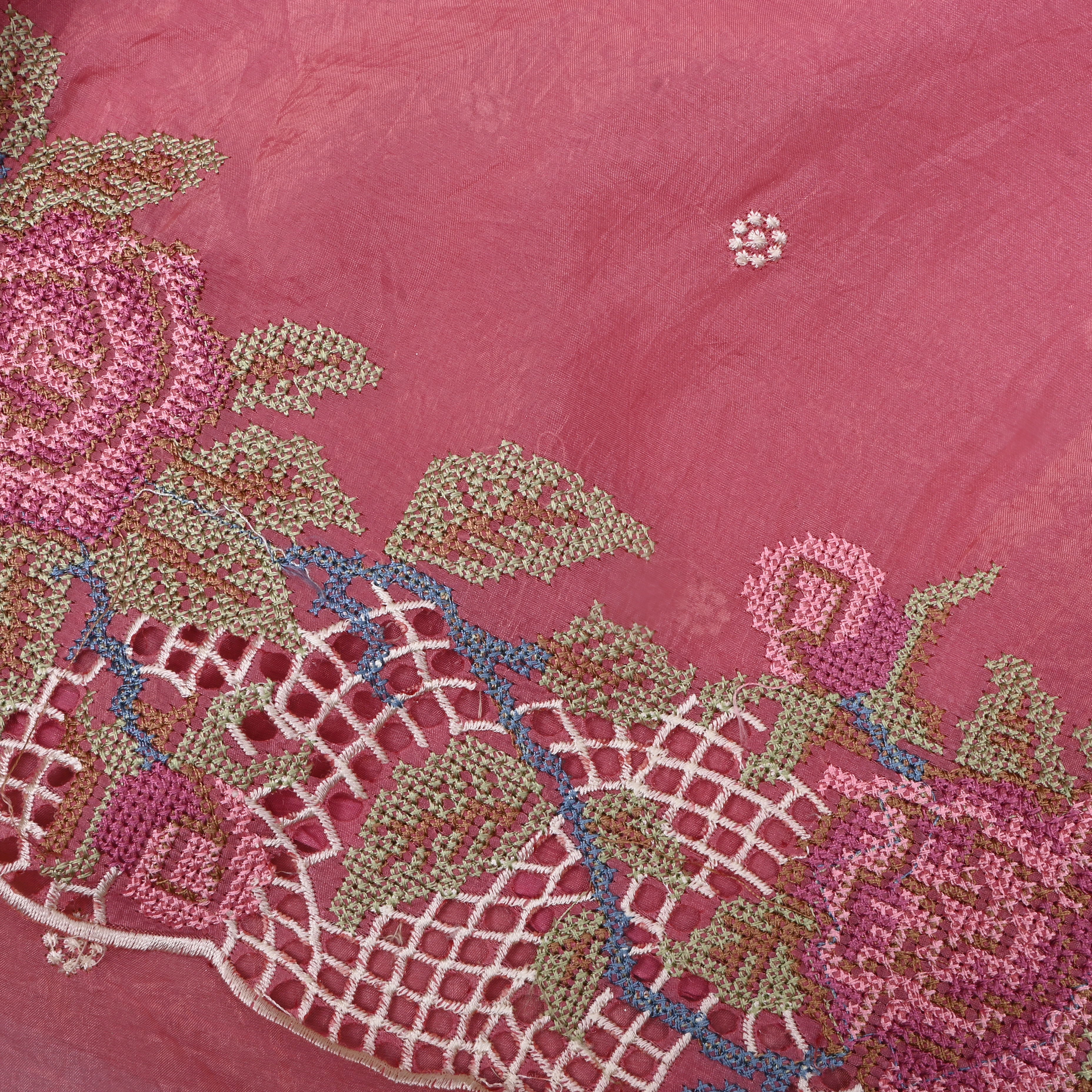 Candy Pink Petit Point Organza Fabric