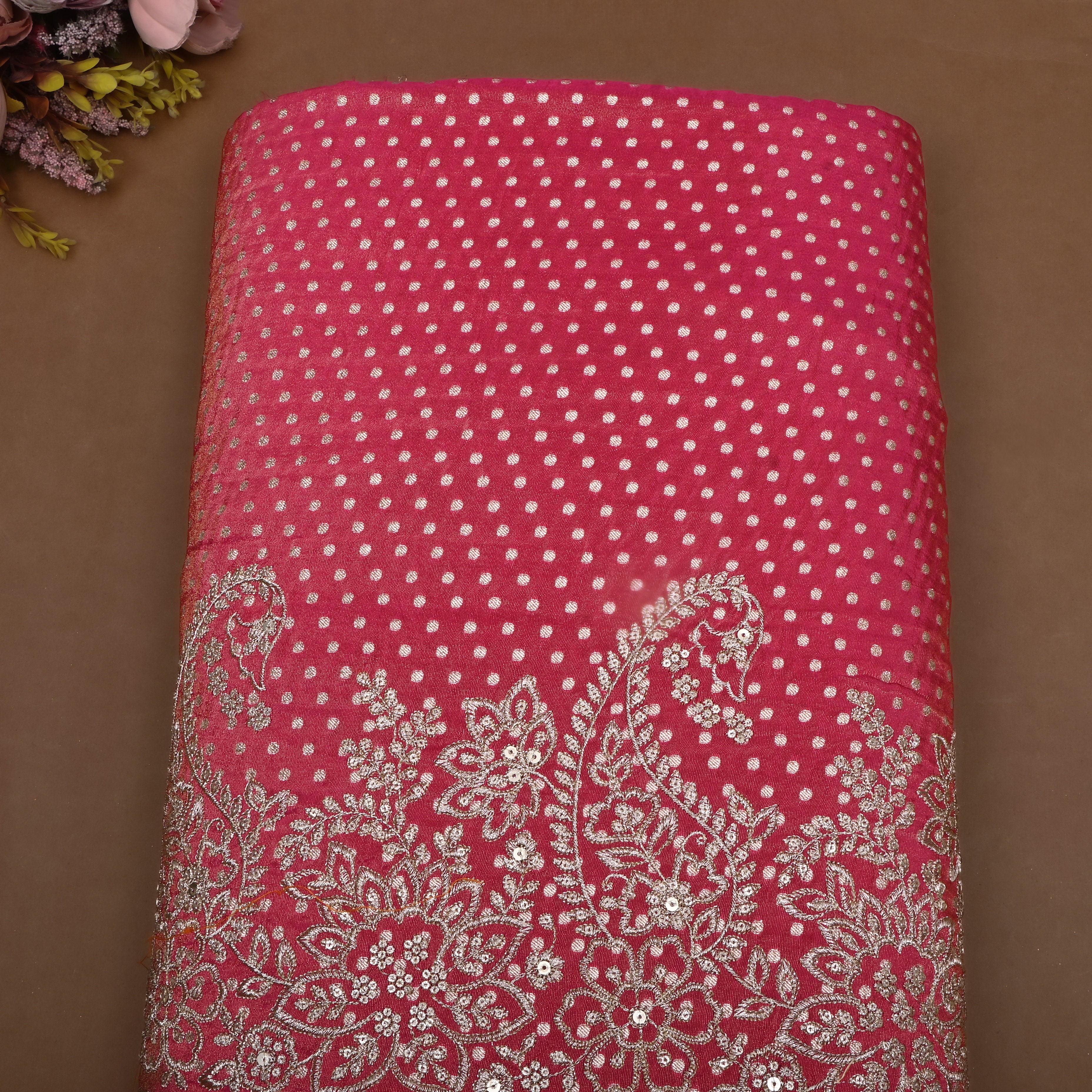 Red Zari Woven Tissue Fabric