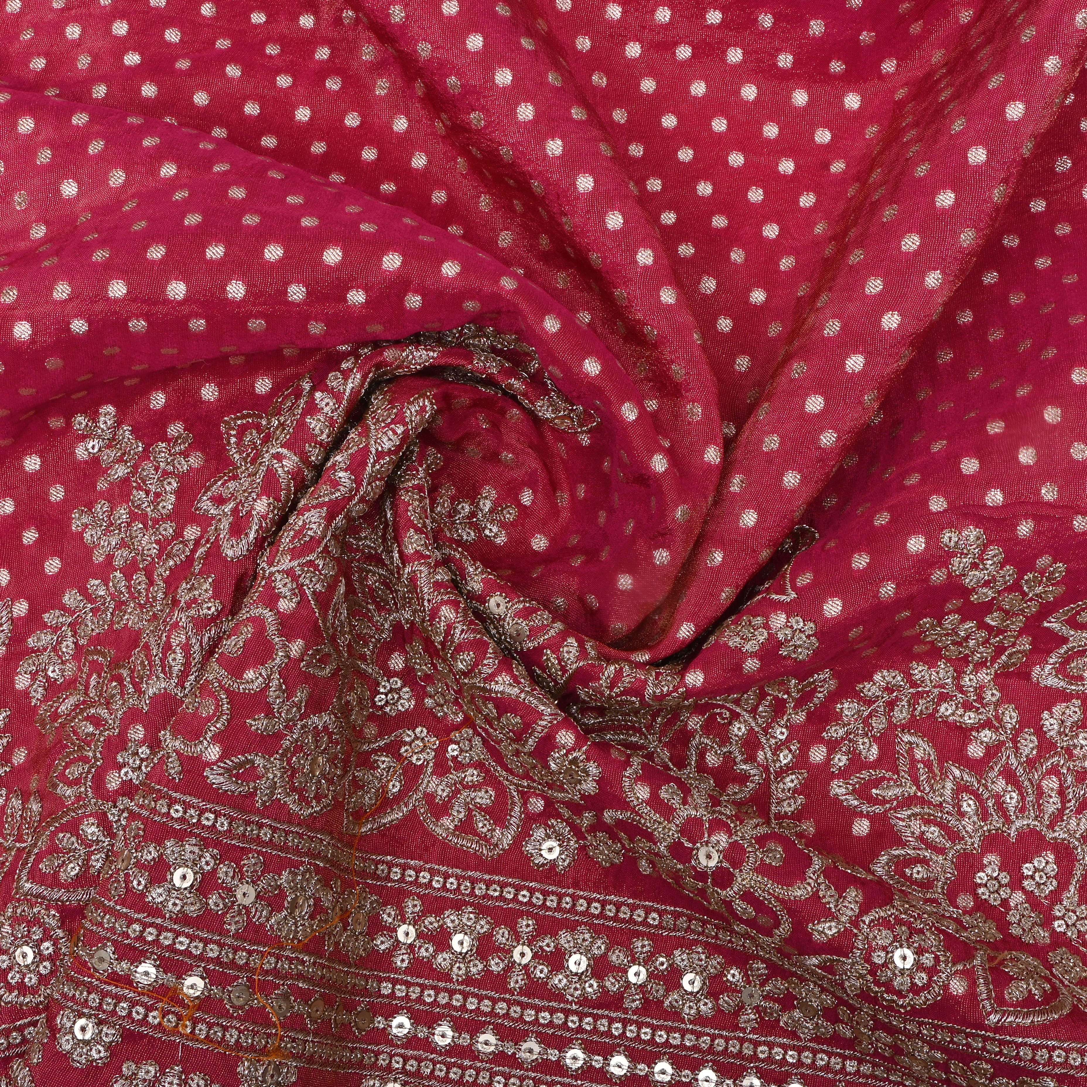 Red Zari Woven Tissue Fabric