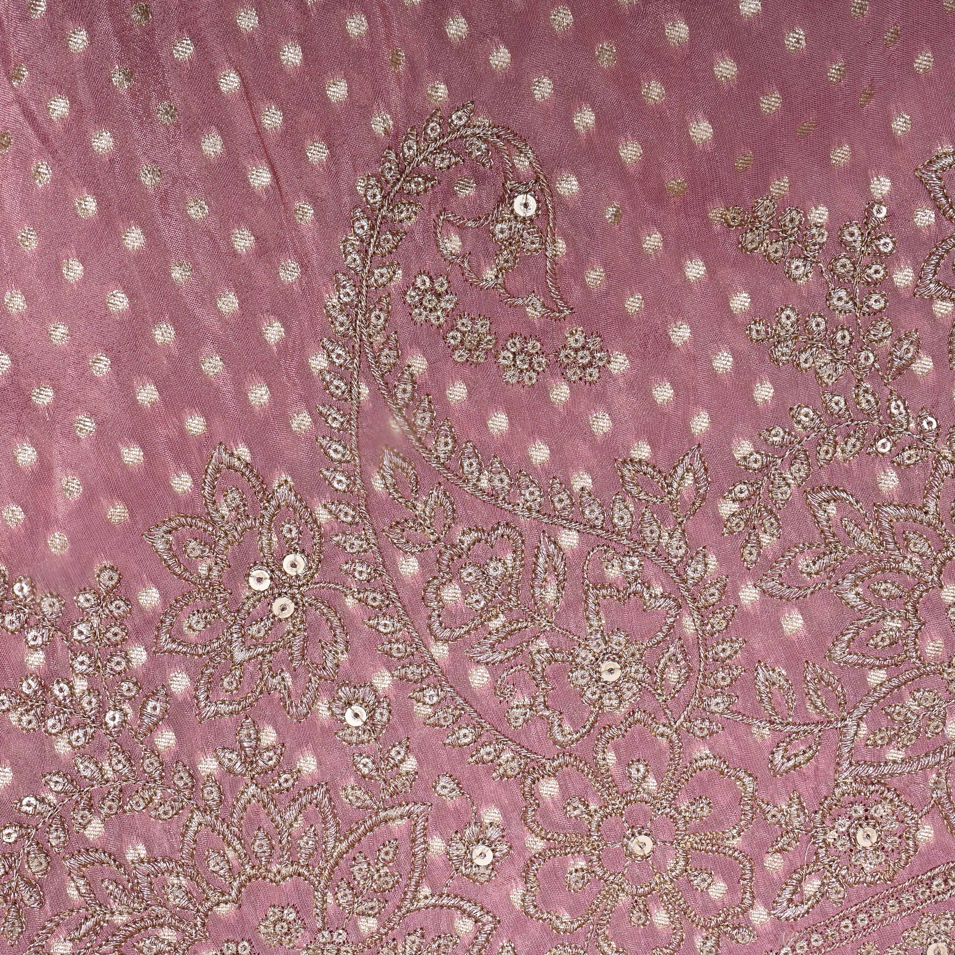 Metallic Pink Zari Weave Tissue Fabric