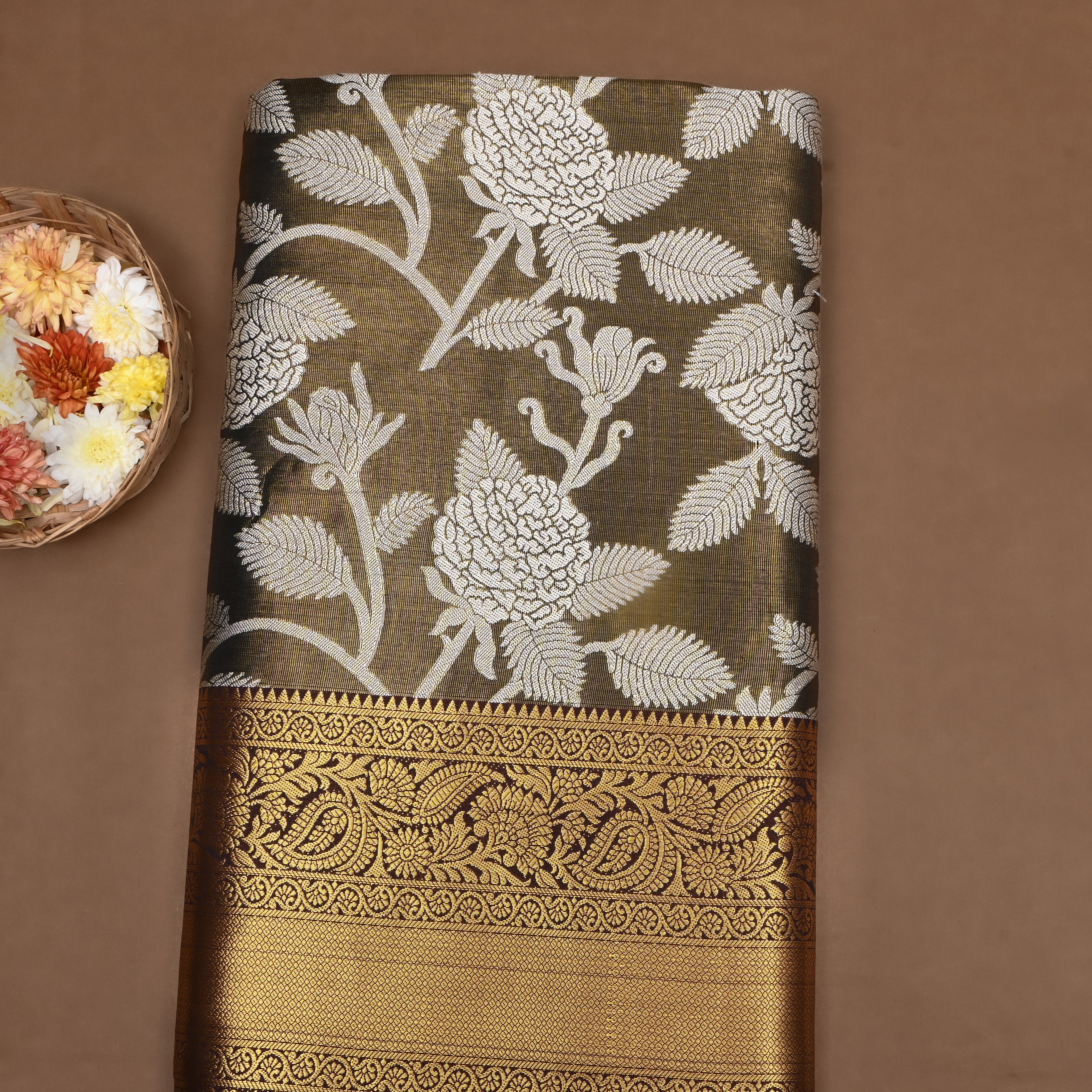 Light Brown Kanjivaram Tissue Fabric