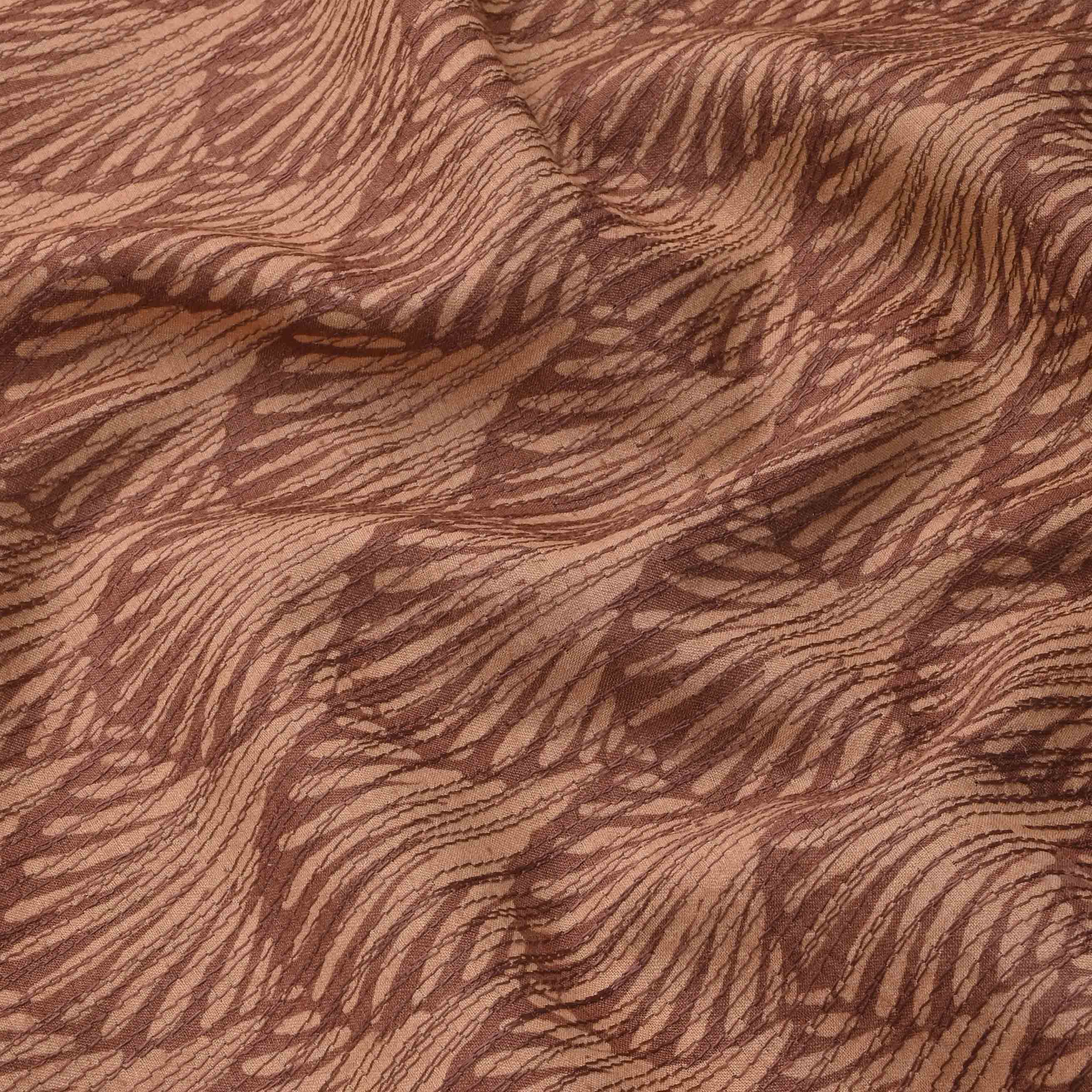 Dark Chestnut Brown Silk Embroidery Fabric