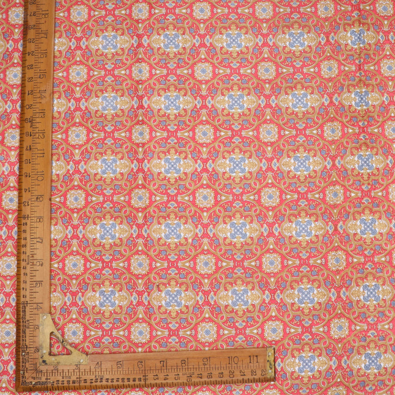 Red Colour Cotton Fabric With Floral Pattern