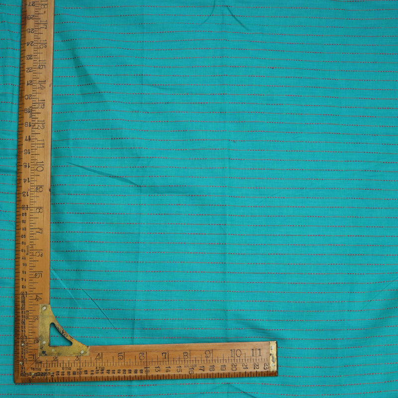 Tiffany Blue Color Cotton Fabric With Stripes