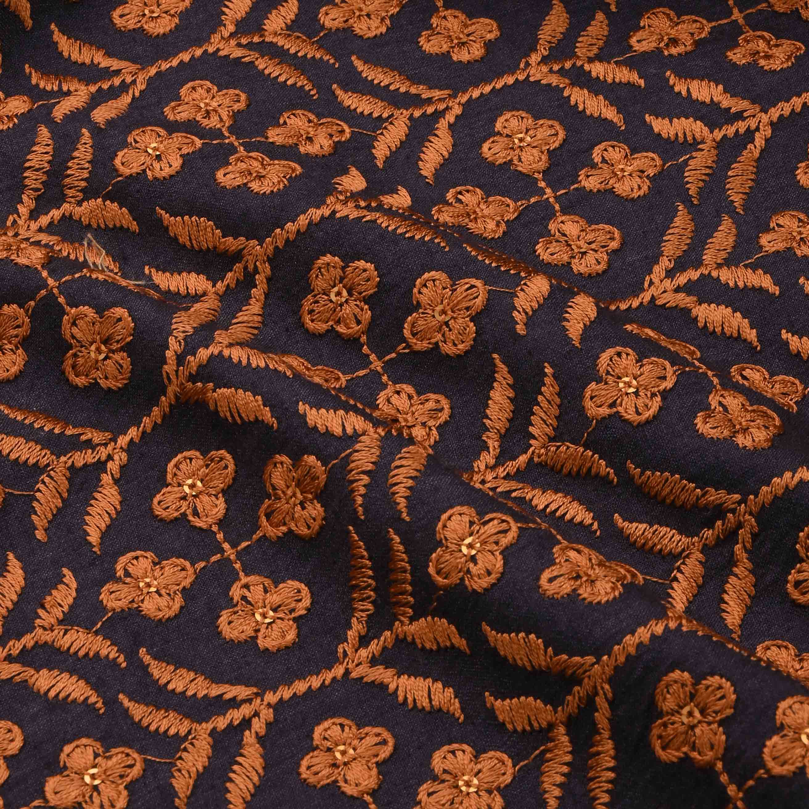 Blackish Purple Moonga Embroidery Fabric