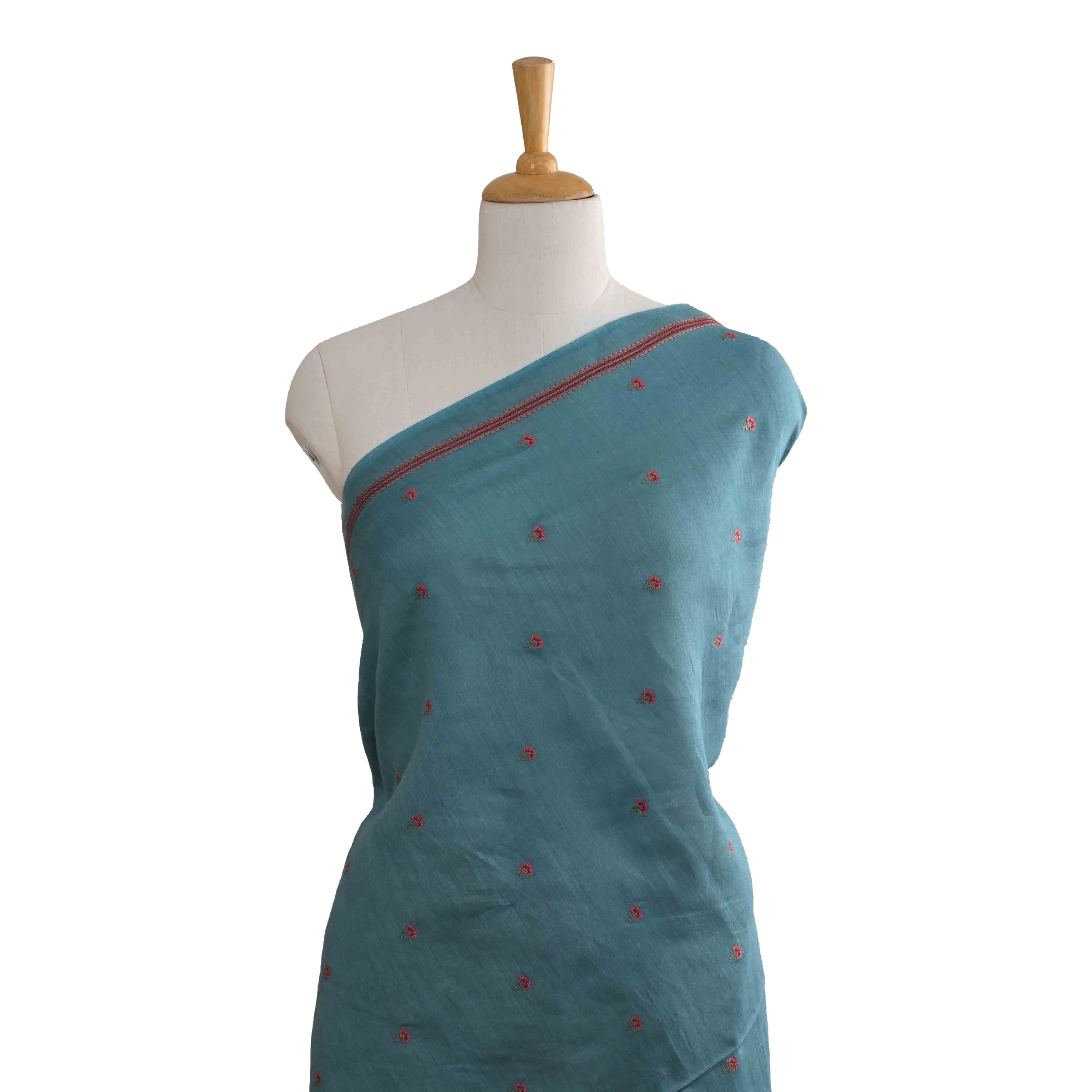 Blue Sapphire Moonga Embroidery Fabric