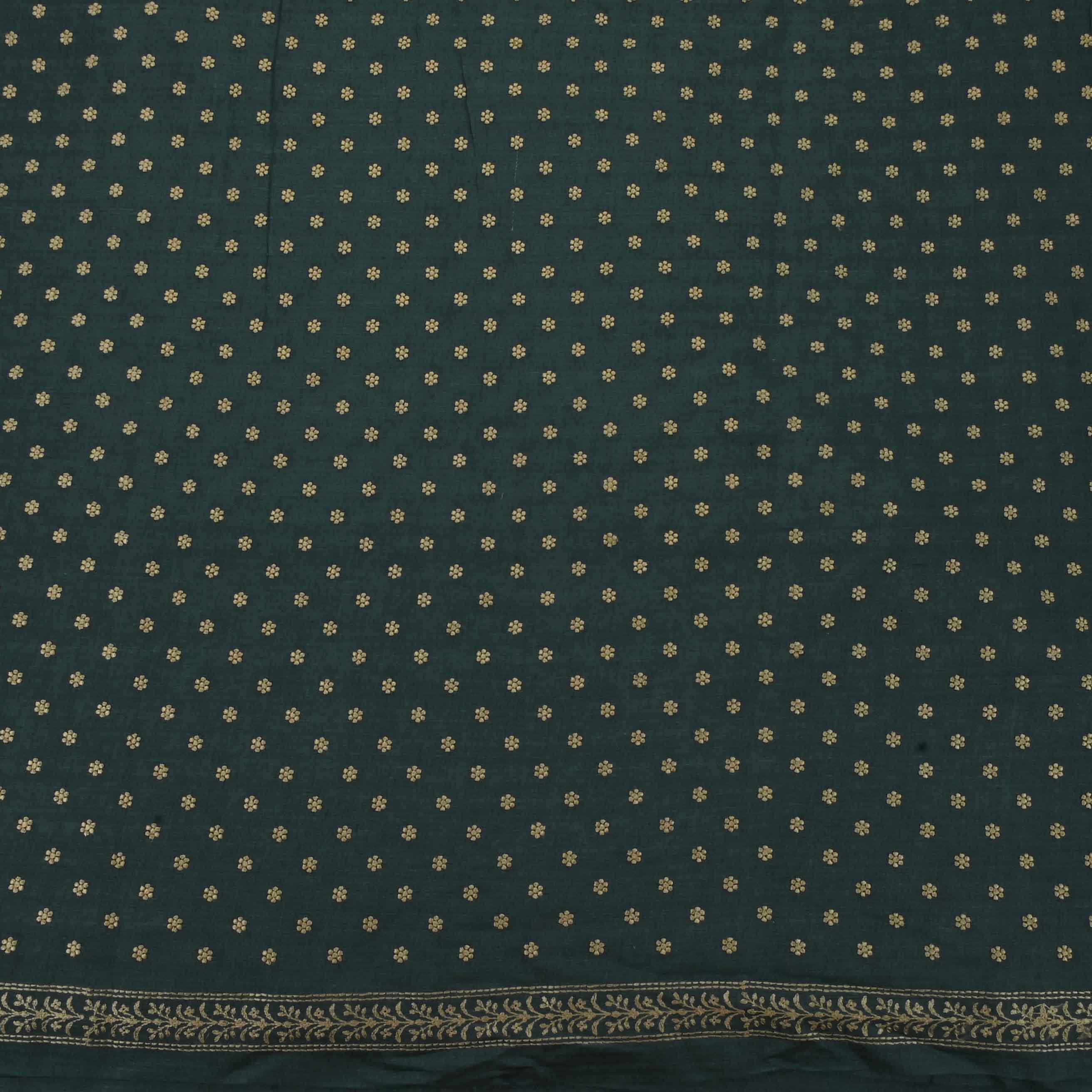 Green Zari Embroidery On Embroidery Tussar Fabric