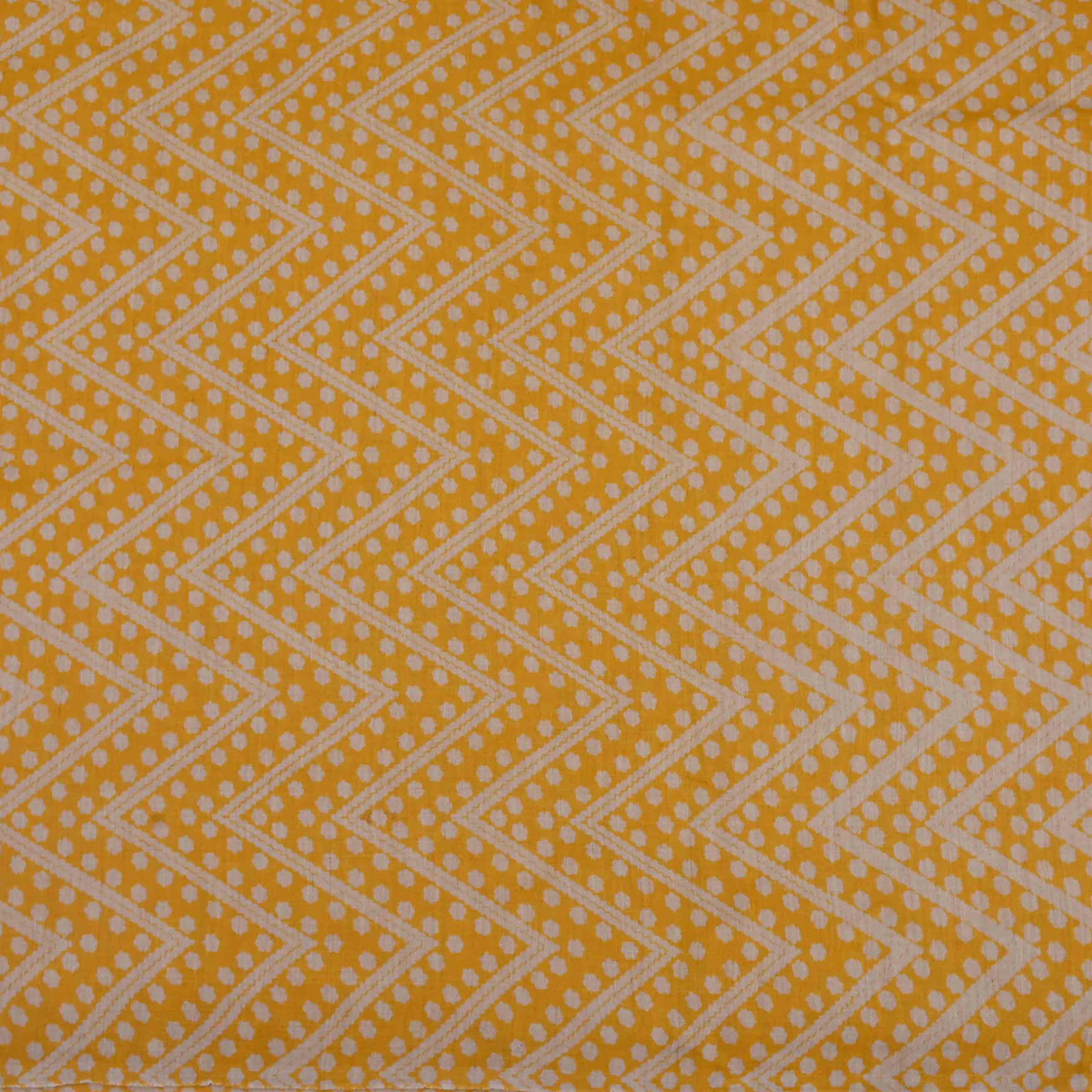 Saffron Yellow Printed Tussar Fabric