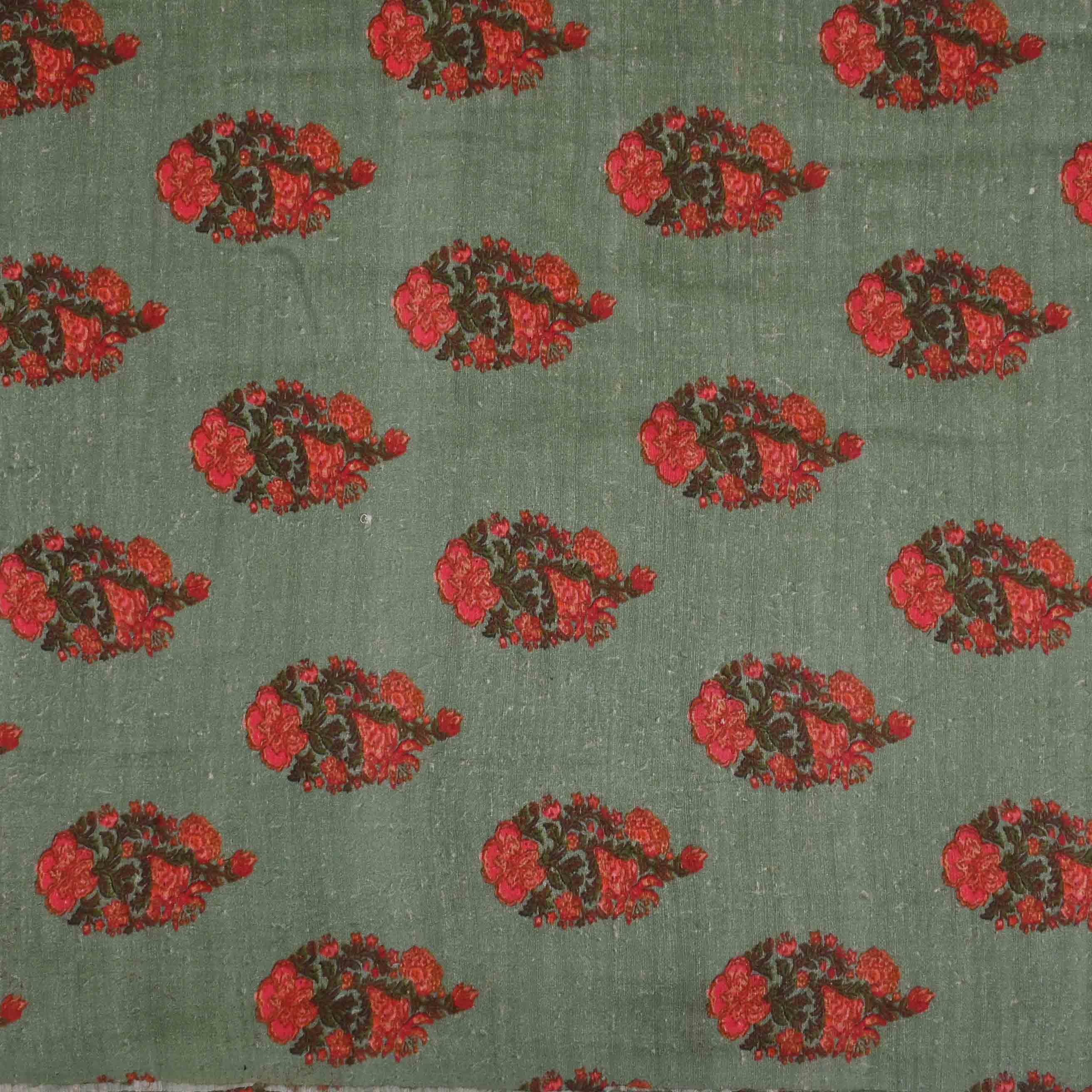 Russian Green Printed Matka Fabric