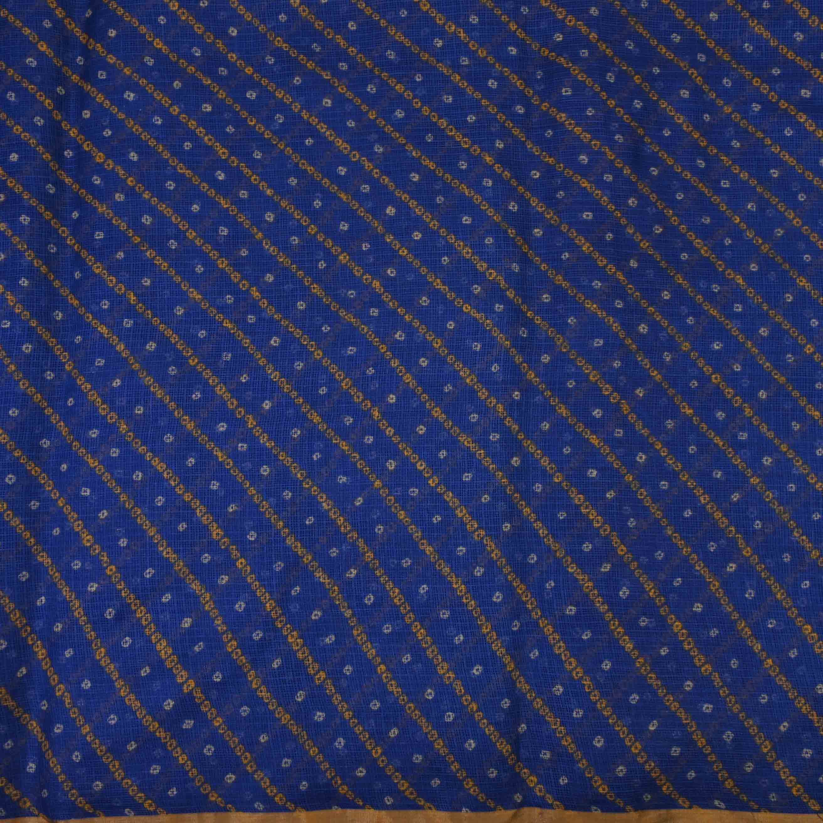 Navy Blue Printed Bandhani Kota Fabric