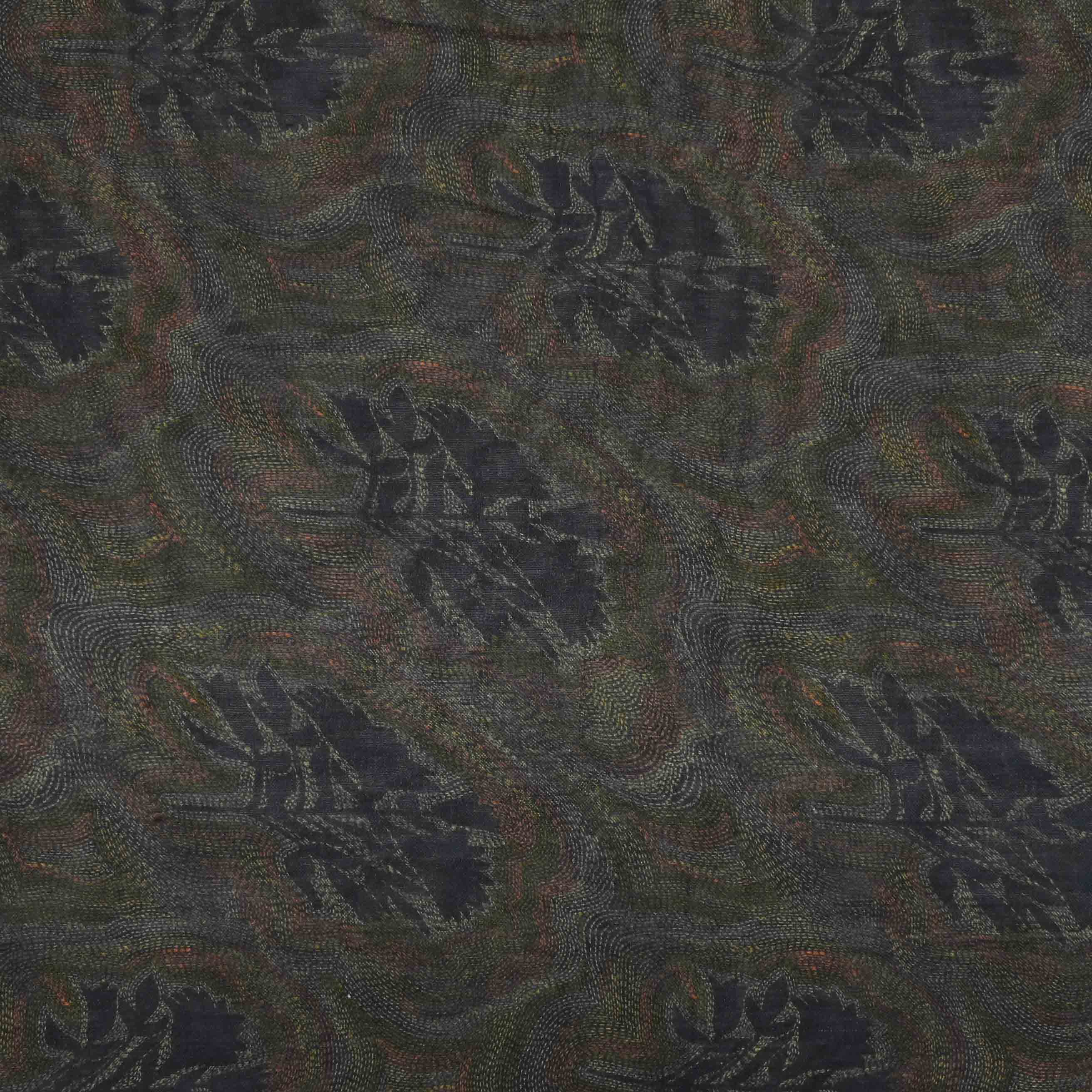 Camouflage Green Printed Matka Fabric