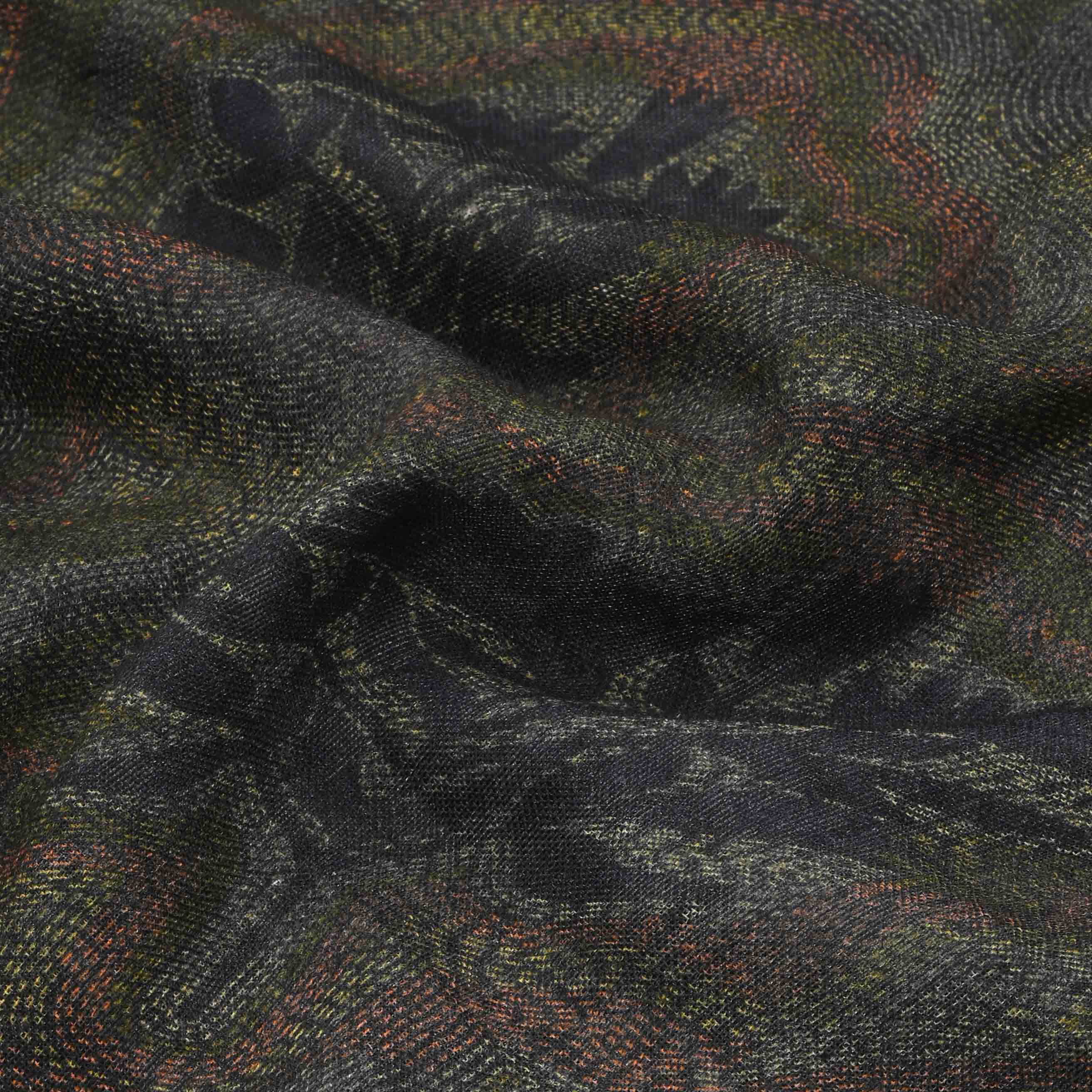 Camouflage Green Printed Matka Fabric