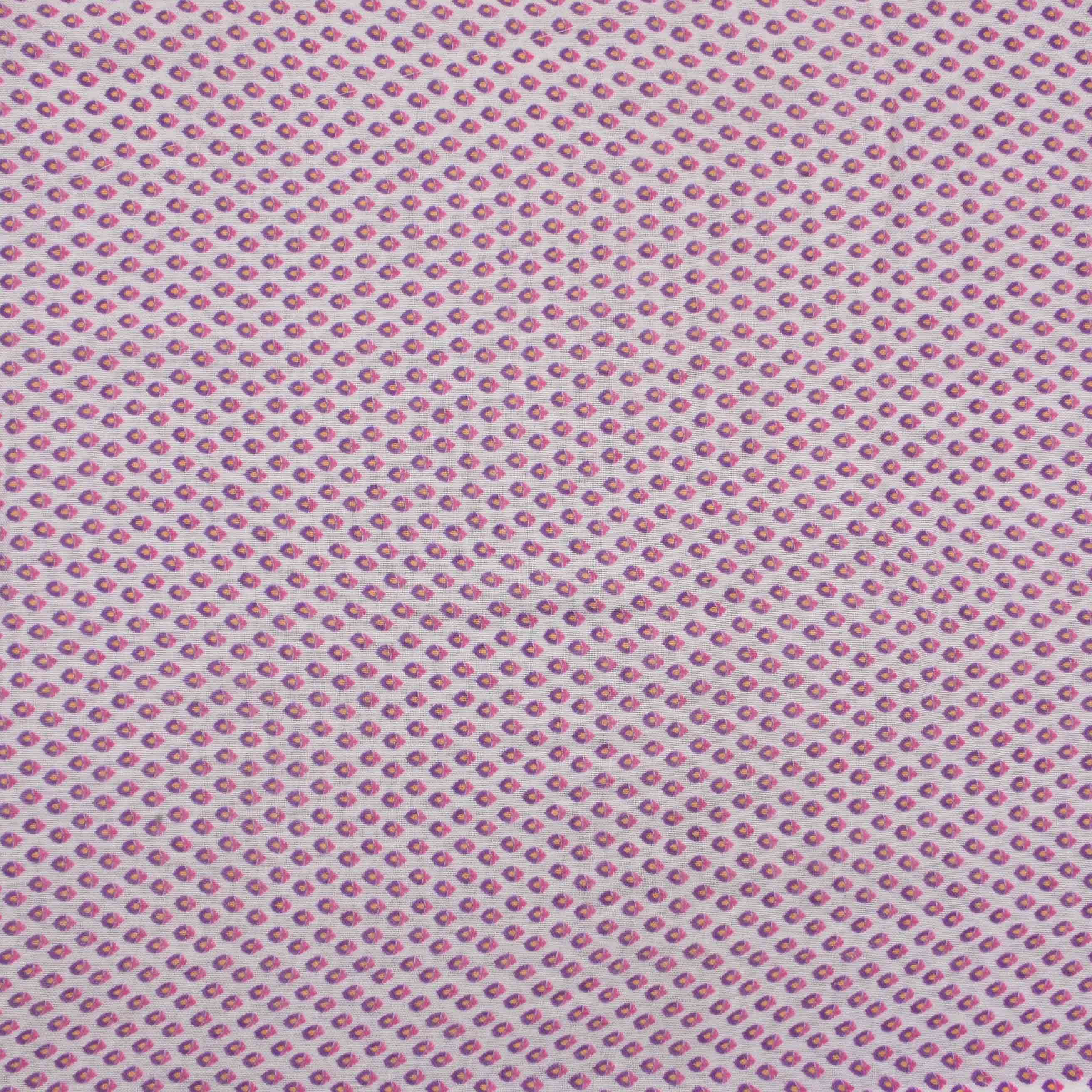 Rose White Printed Matka Fabric