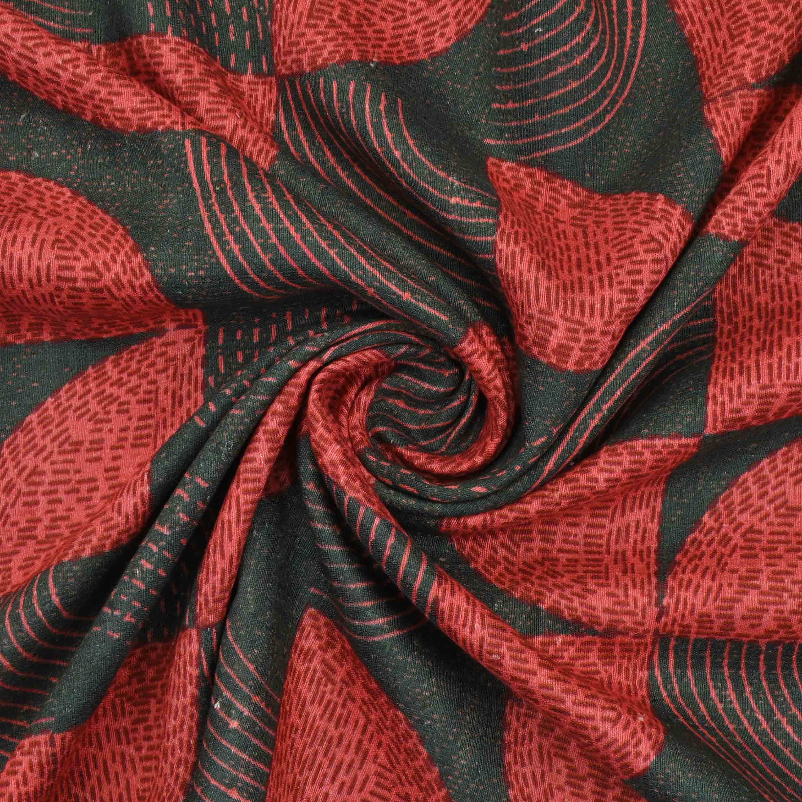 Medium Jungle Green Printed Matka Fabric