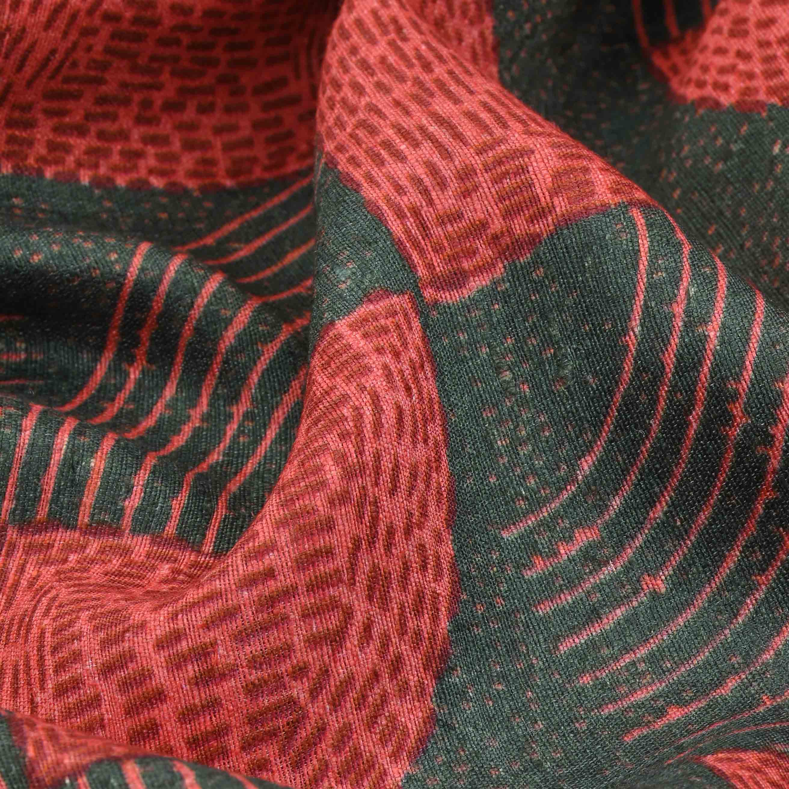 Medium Jungle Green Printed Matka Fabric